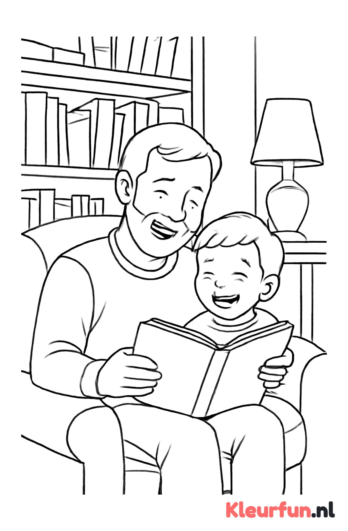 Liefste papa en kind lezen samen een verhaal