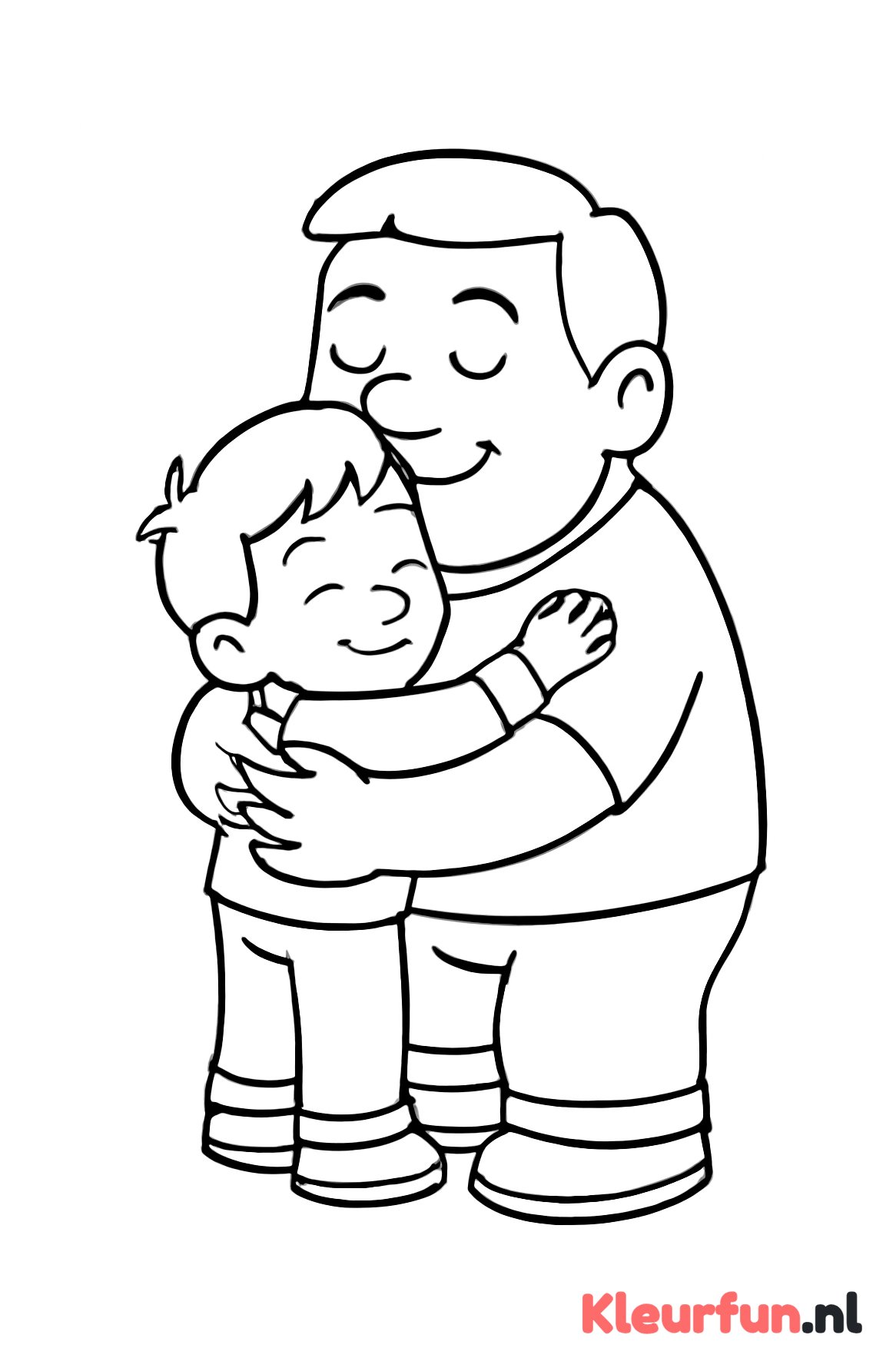 Papa die knuffelt met kind