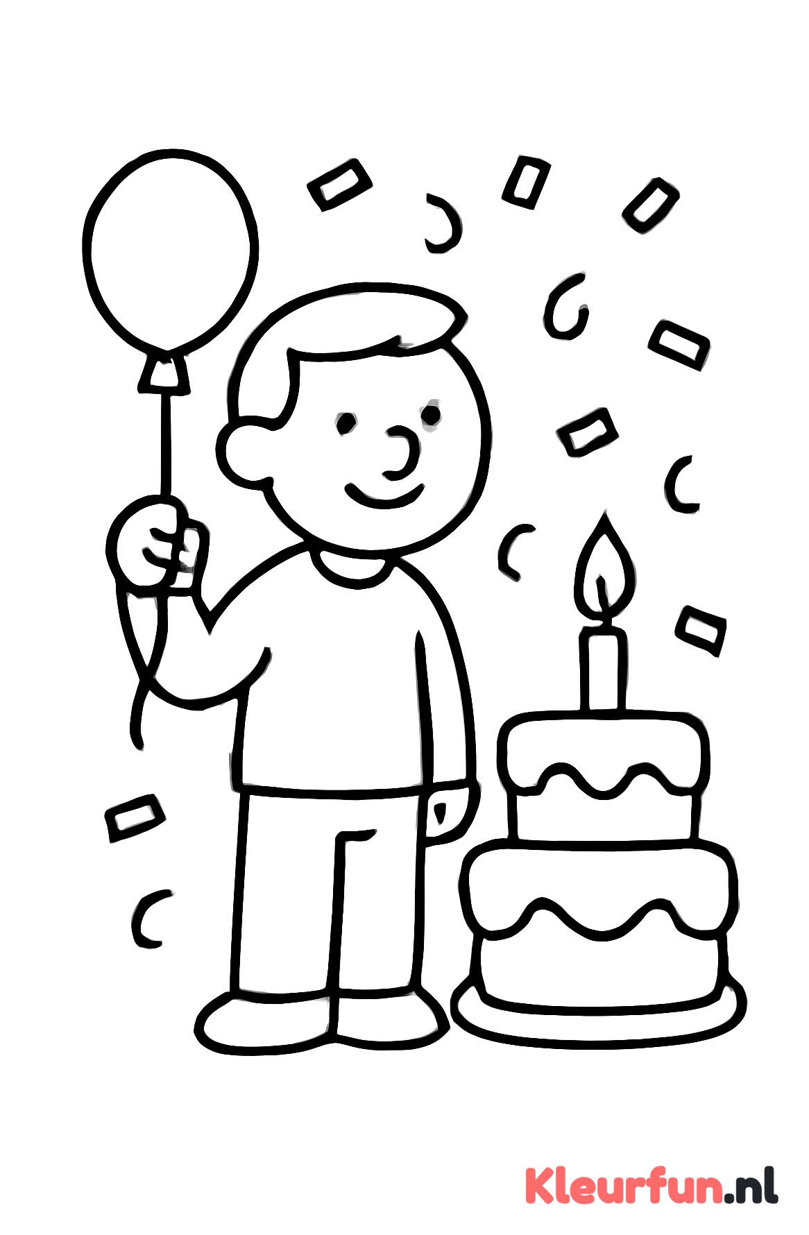 Papa met taart en ballonnen vieren verjaardag