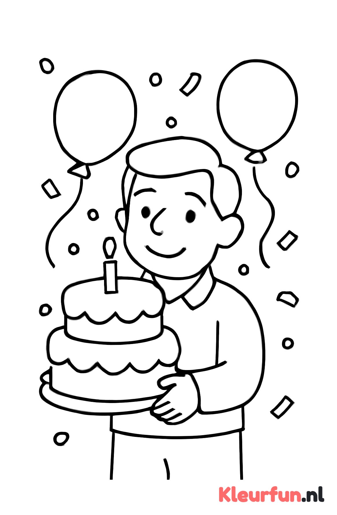 Papa met taart en ballonnen