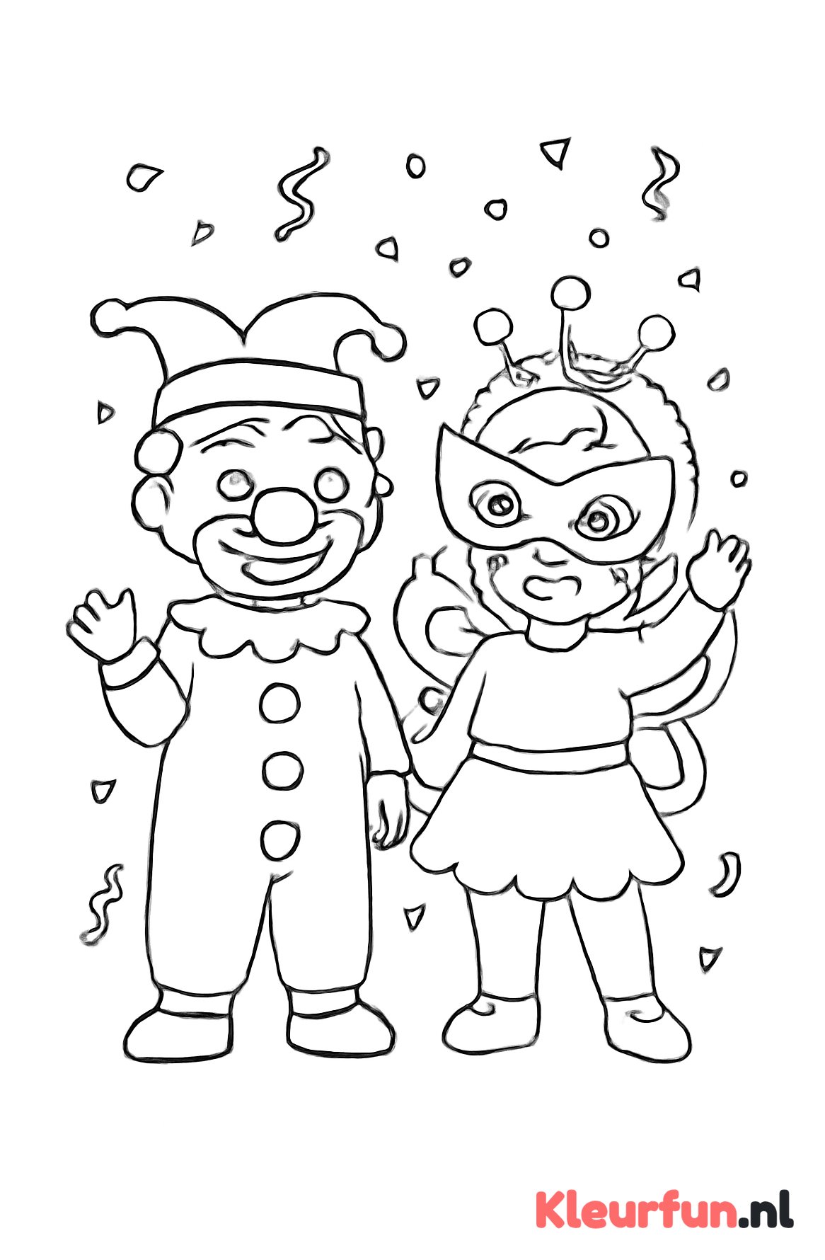 Peuters in Carnavalspakken met Maskers