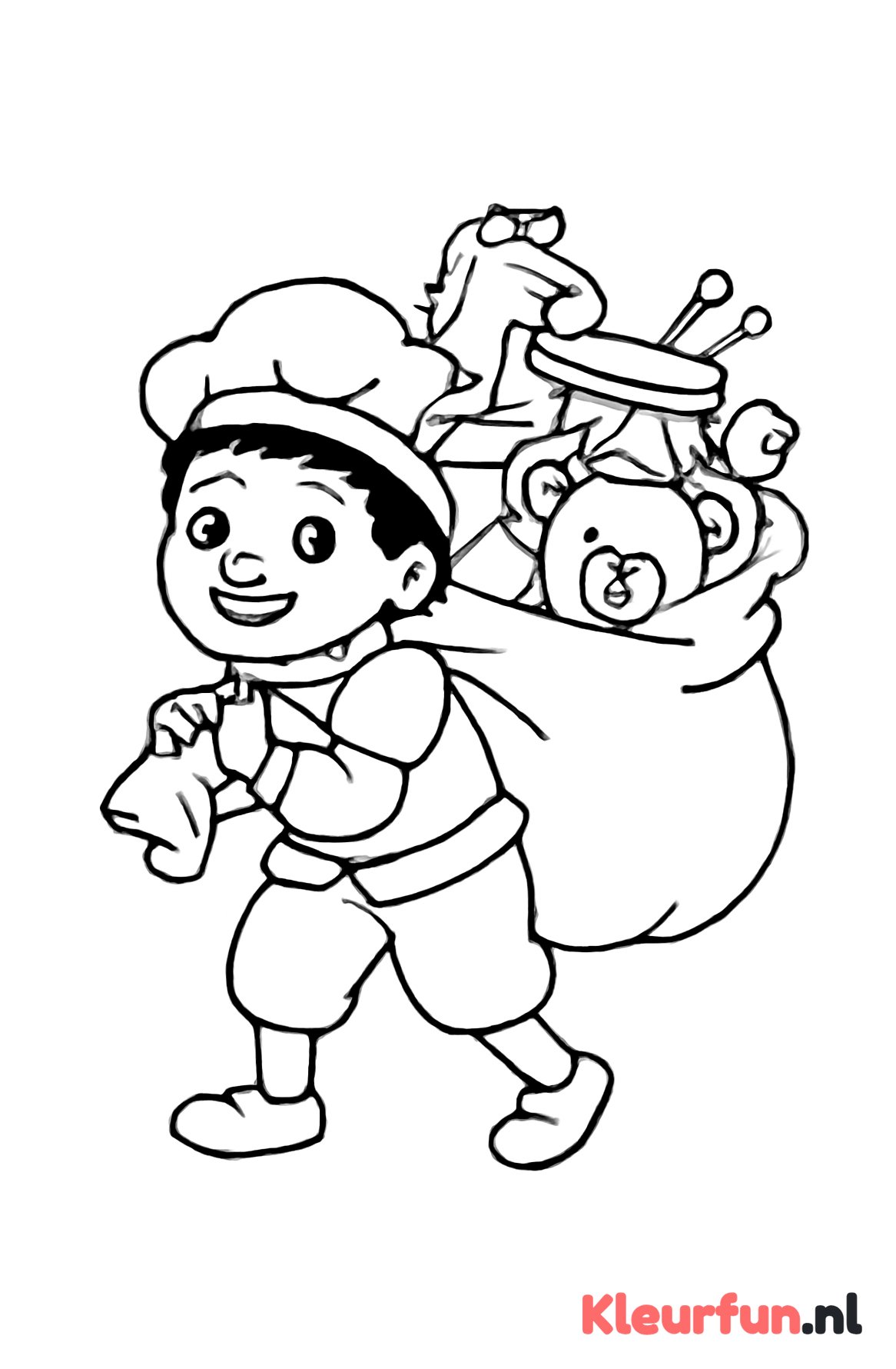 Piet met grote speelgoedzak