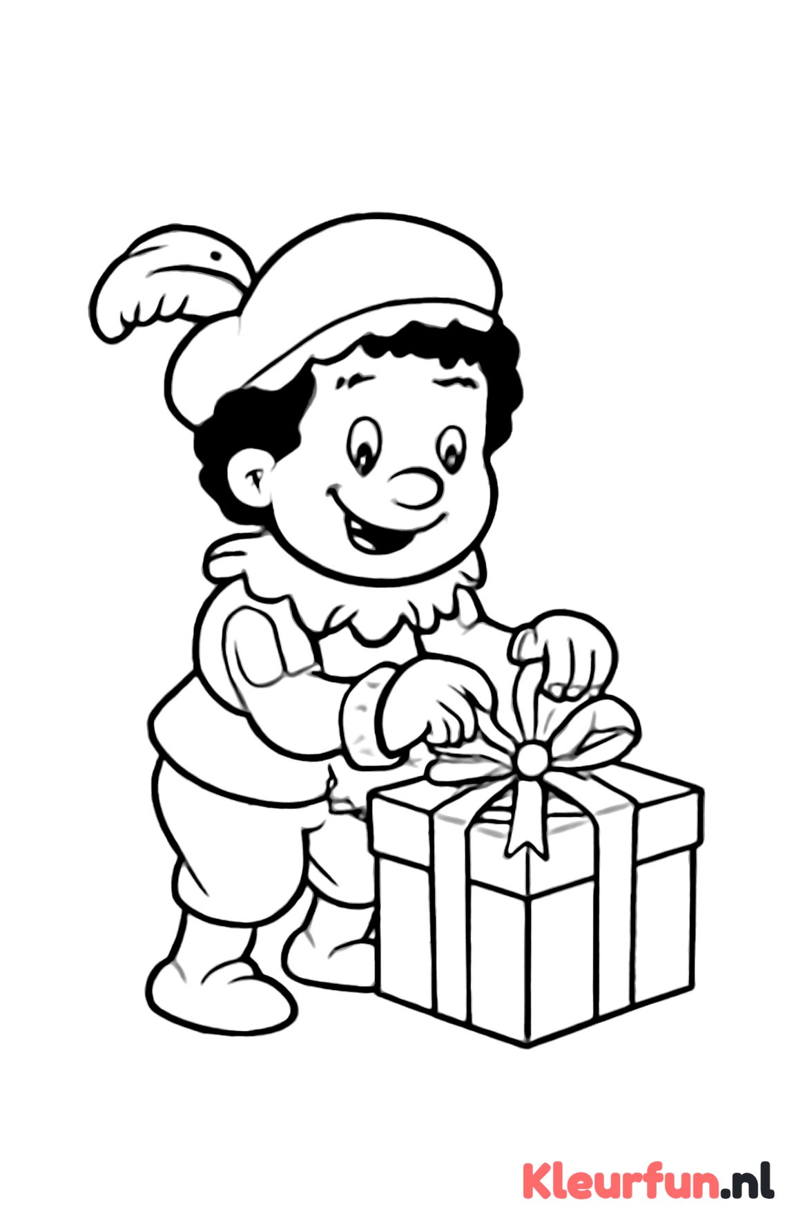 Piet pakt cadeau in