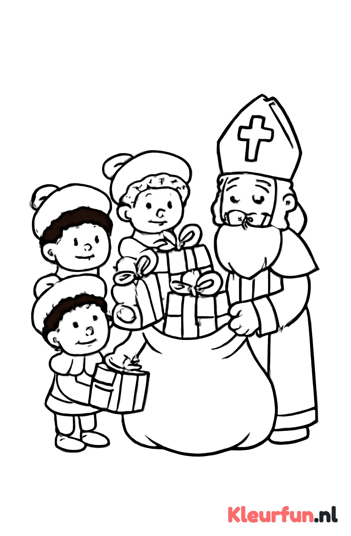 Pieten en Sinterklaas met geschenken