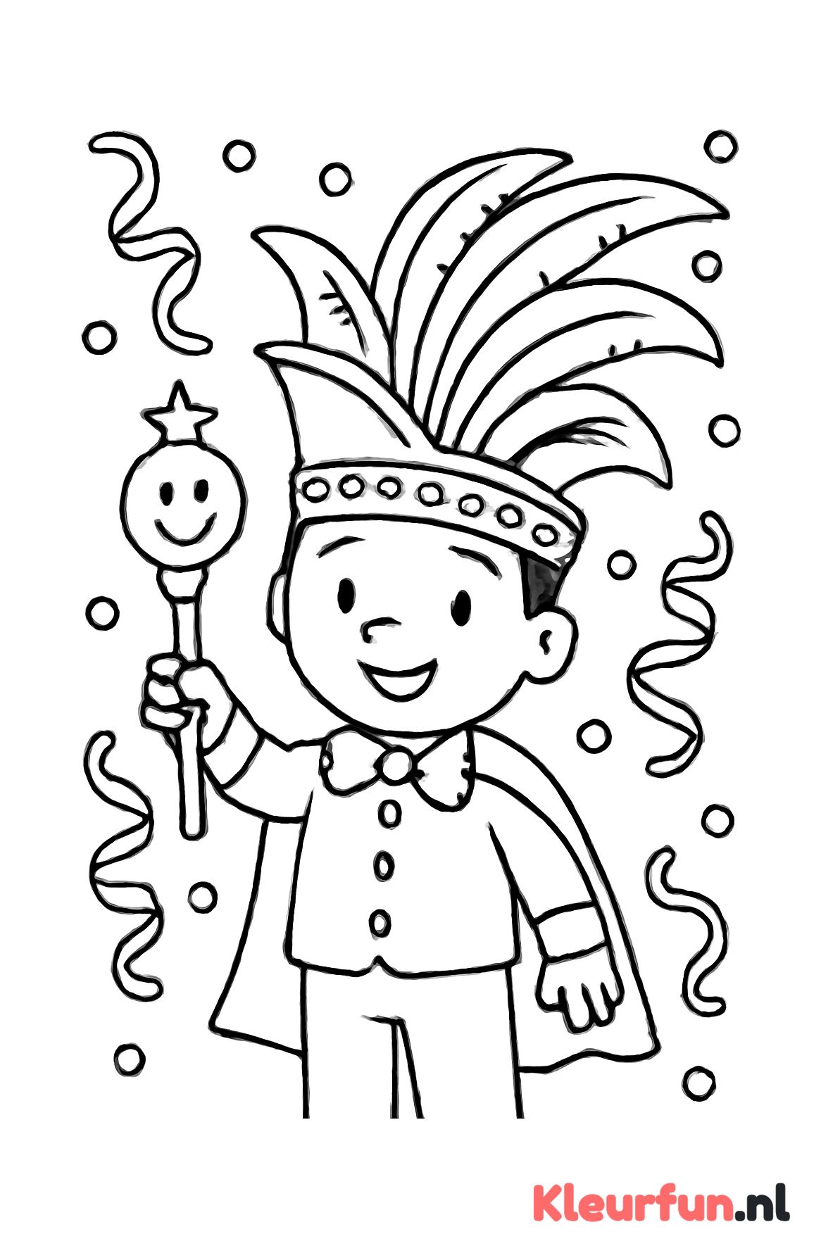 Prins carnaval met grote feestmuts en scepter