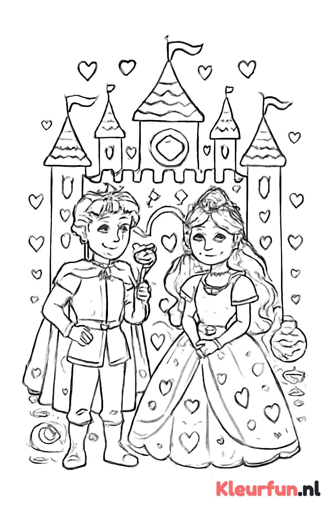Prins en prinses in hartjeskasteel