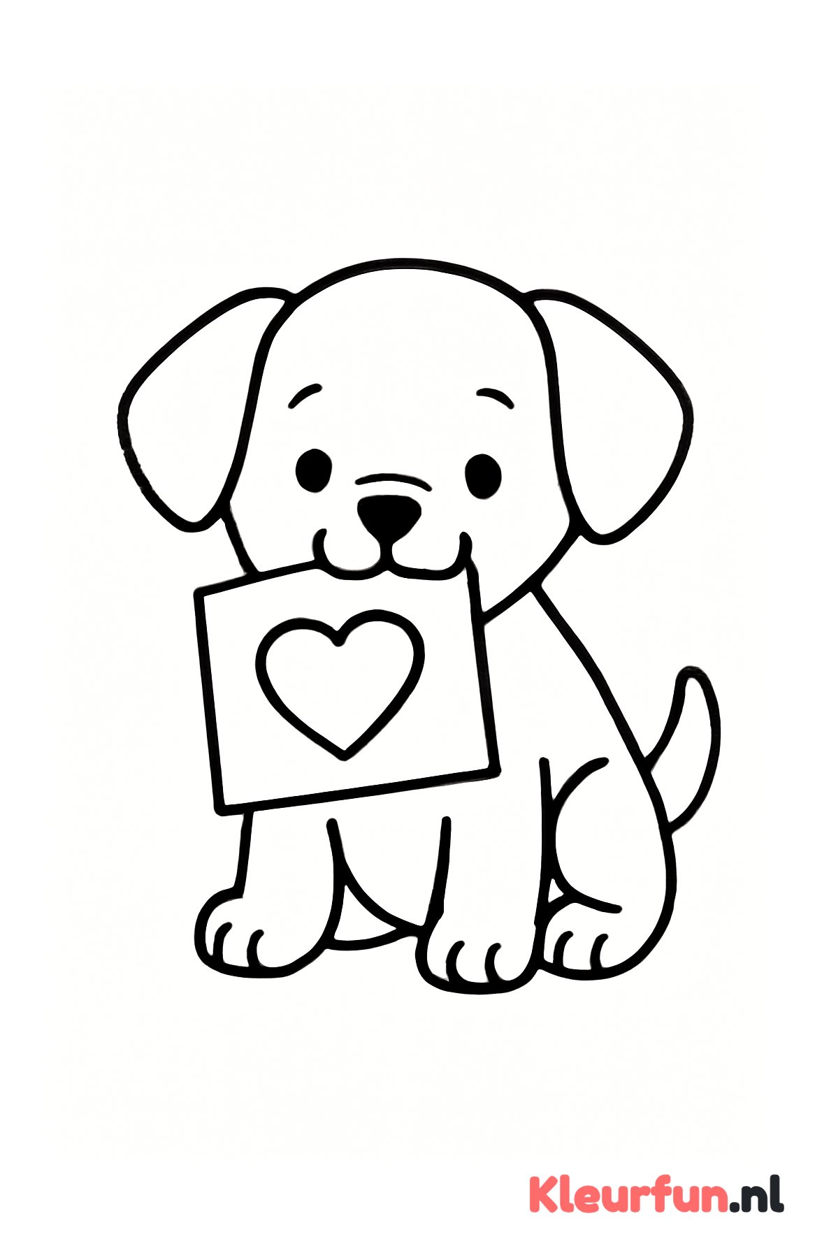 Puppy met valentijnskaart