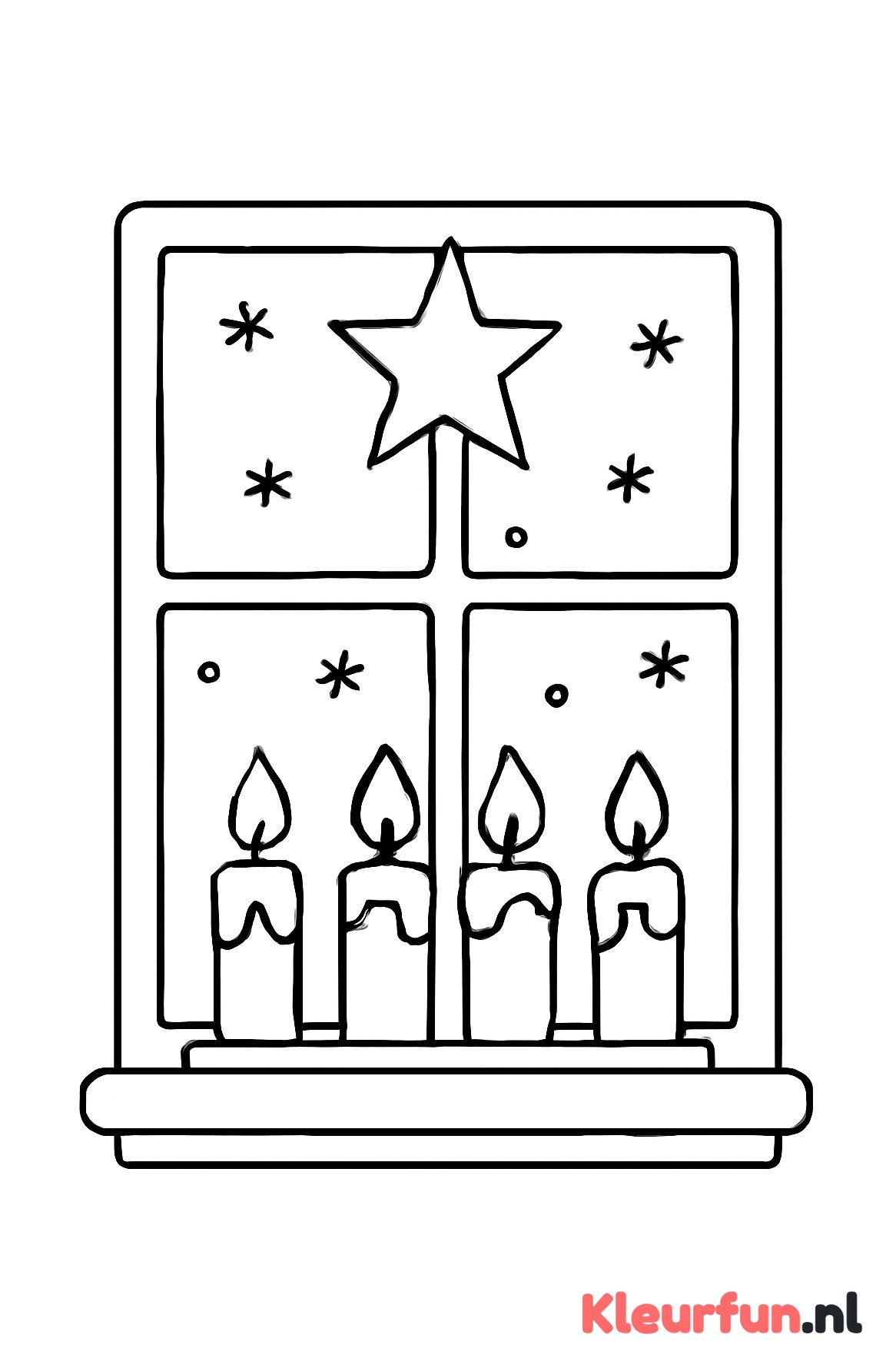Raam met adventskaarsen