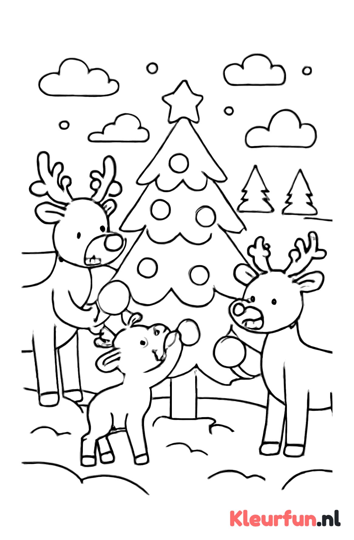 Rendierfamilie versiert kerstballen