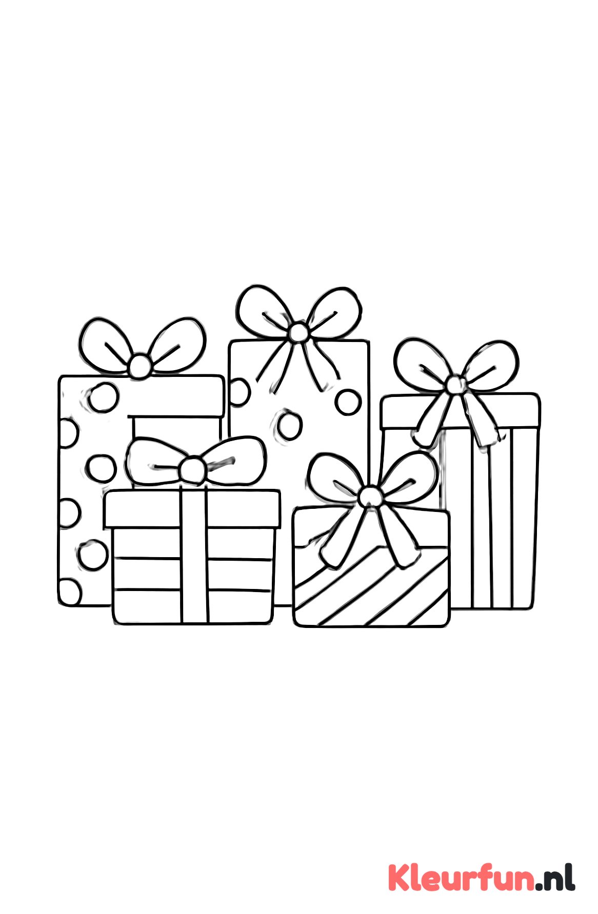 Rij cadeautjes met strikken