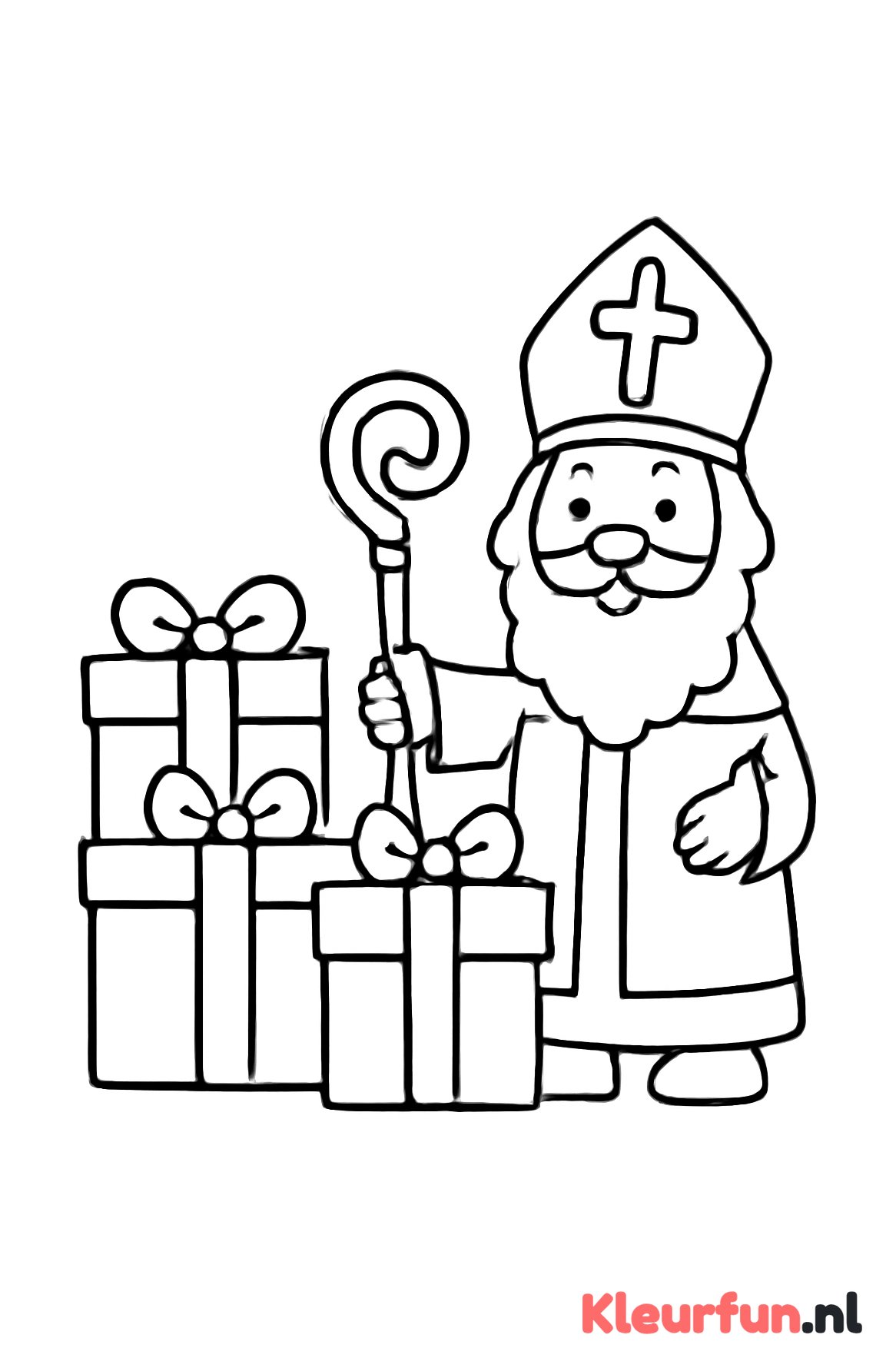 Rij cadeautjes en Sinterklaas welkom