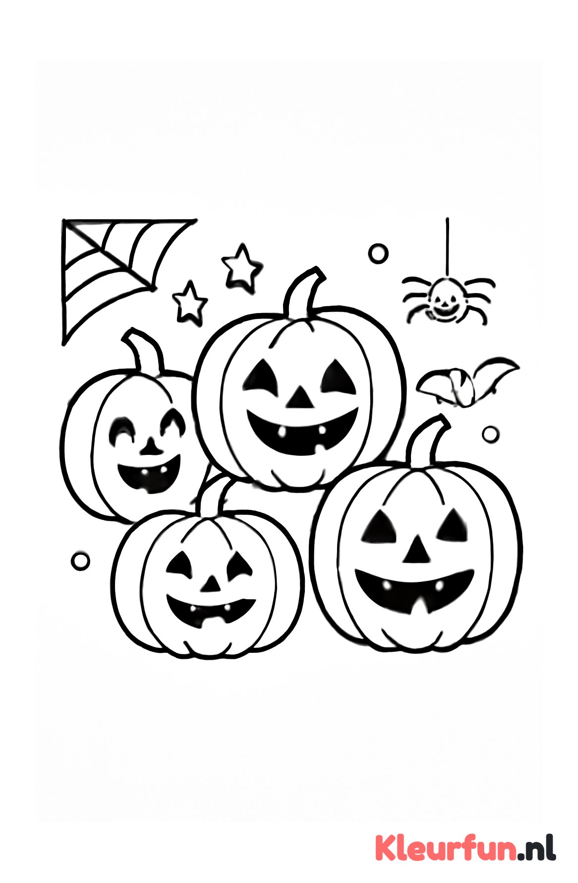 Rijtje lachende Halloween pompoenen