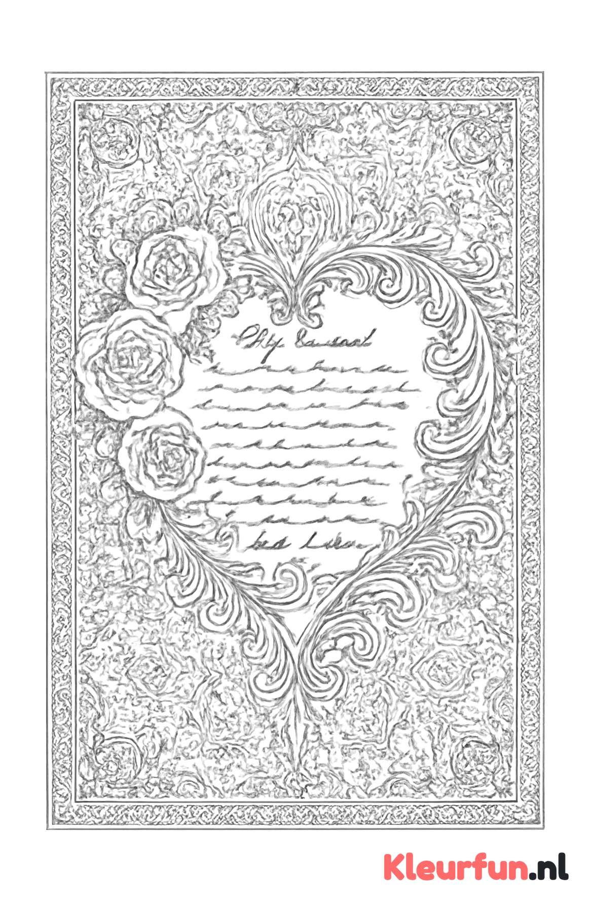 Romantische Valentijnskaart met sierlijke hart- en bloemdetails