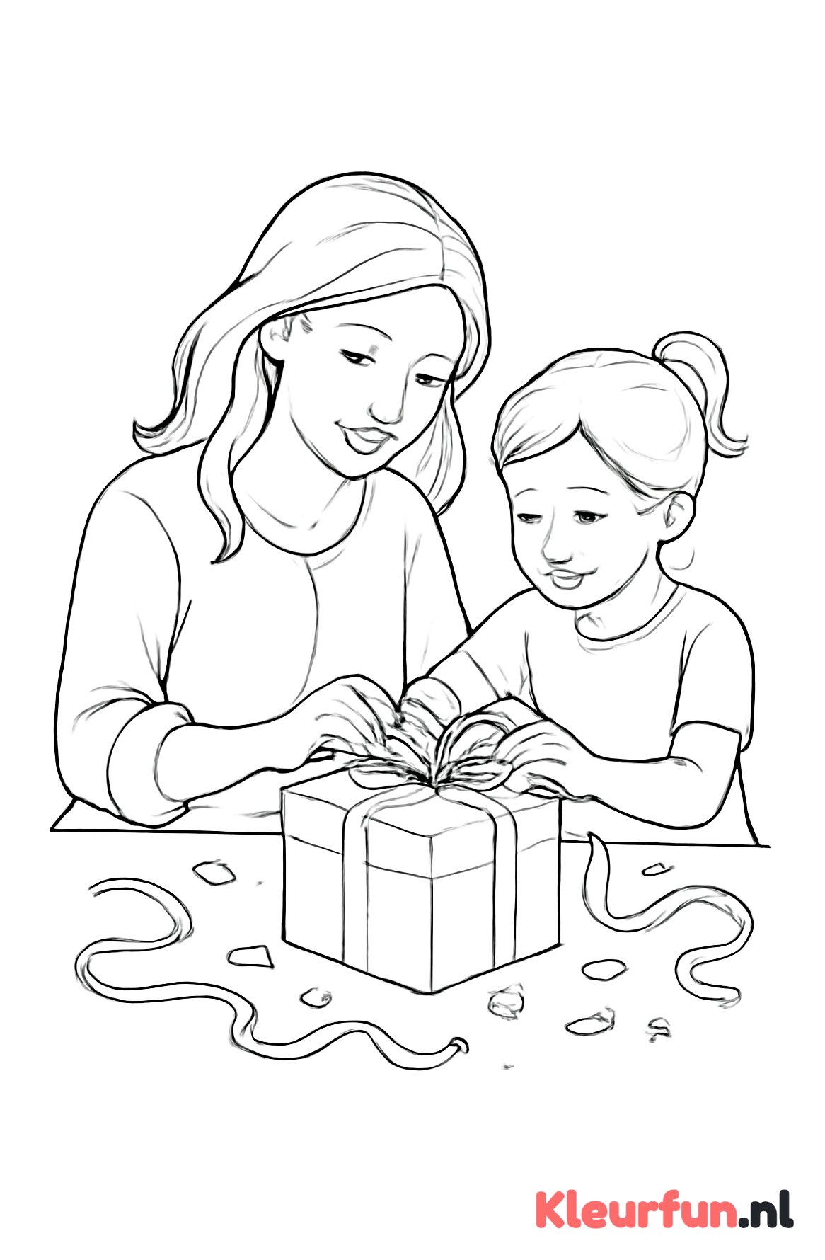 Samen cadeau inpakken voor mama
