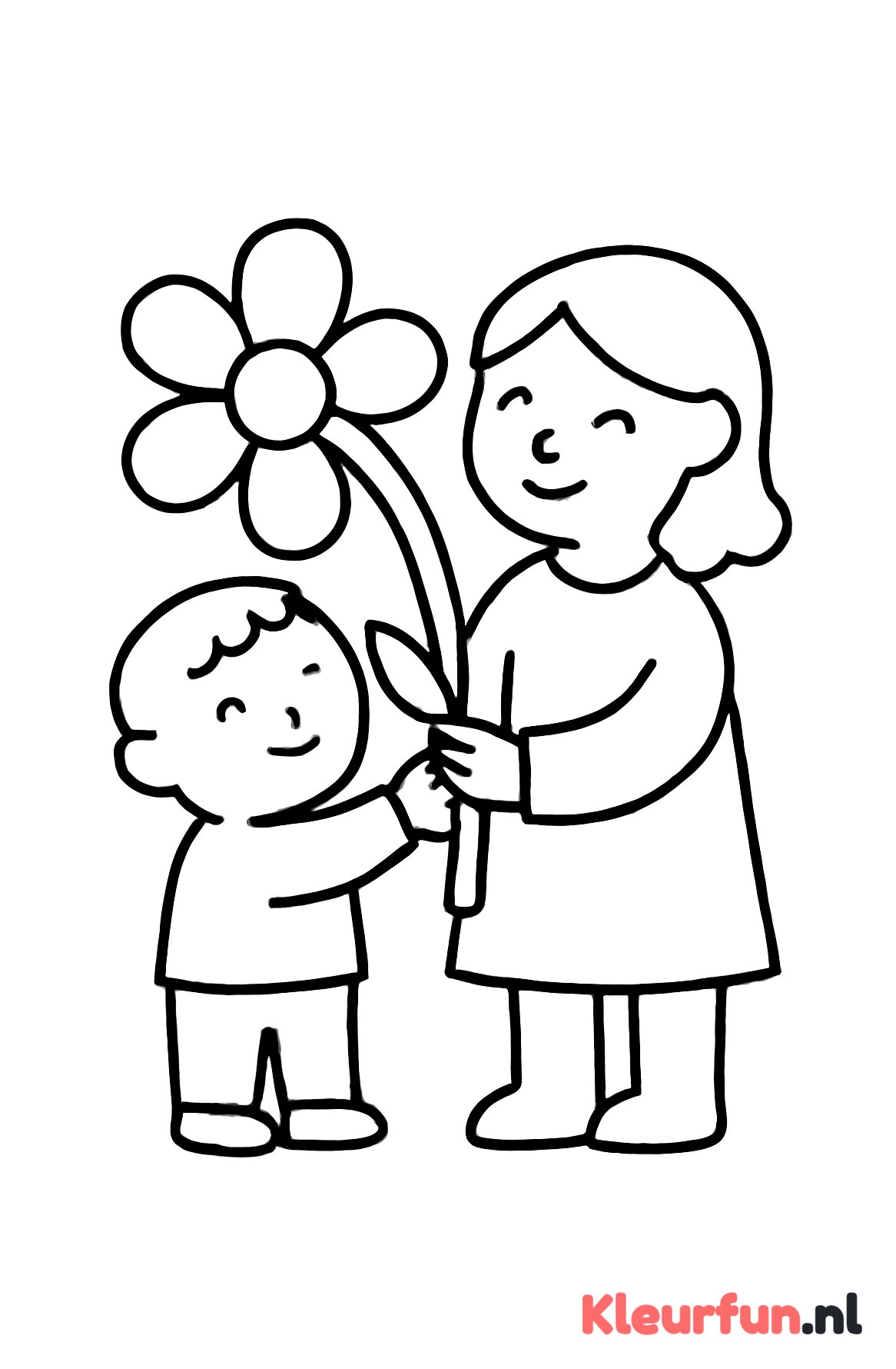 Moeder en kind met grote bloem