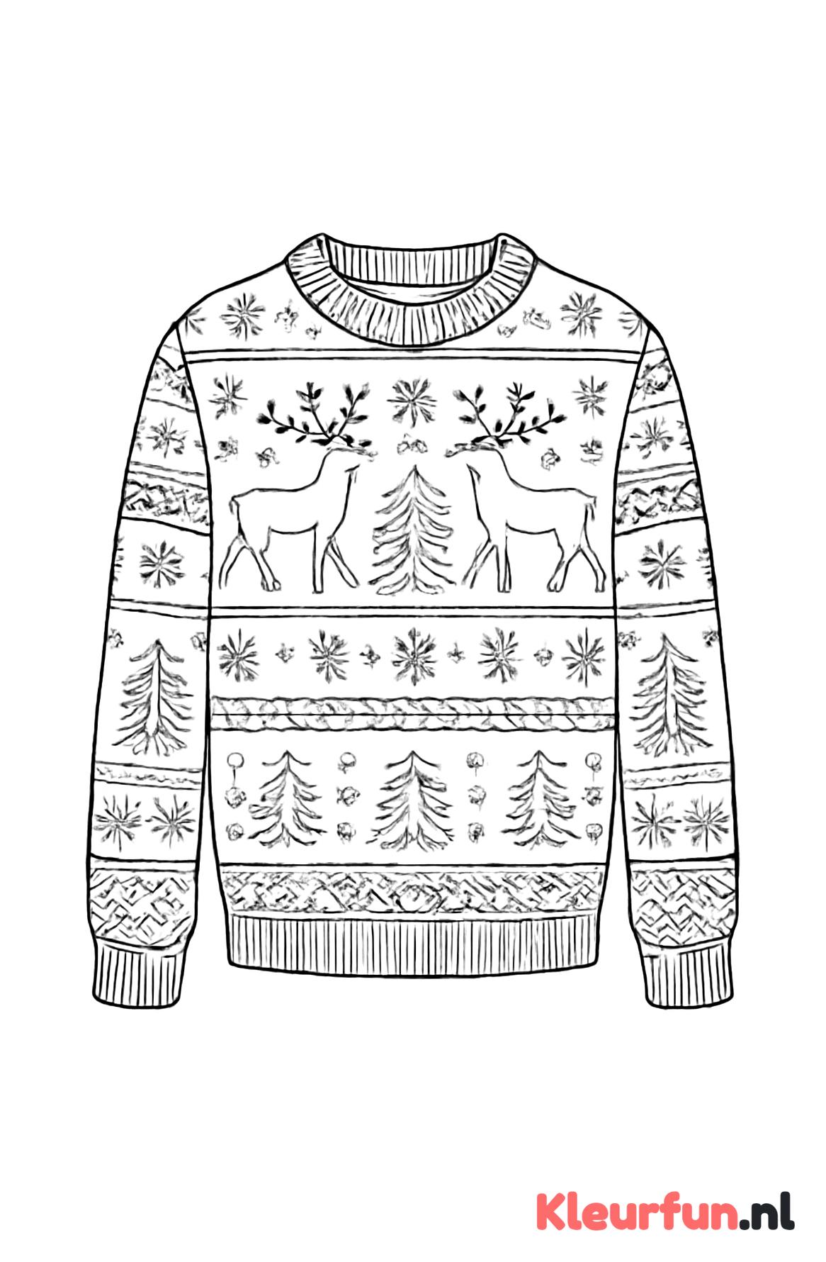 Scandinavische kersttrui met wintermotieven