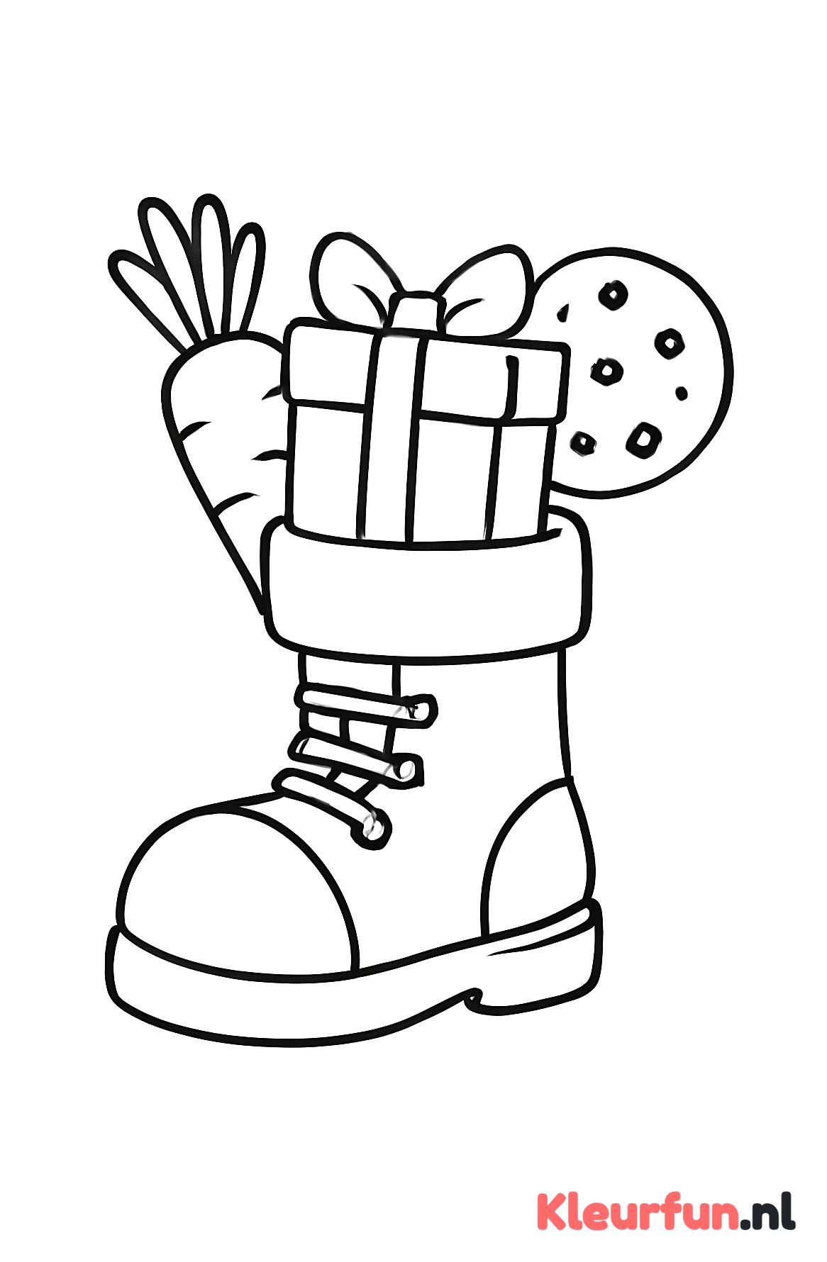 Schoen wordt gevuld met cadeautje