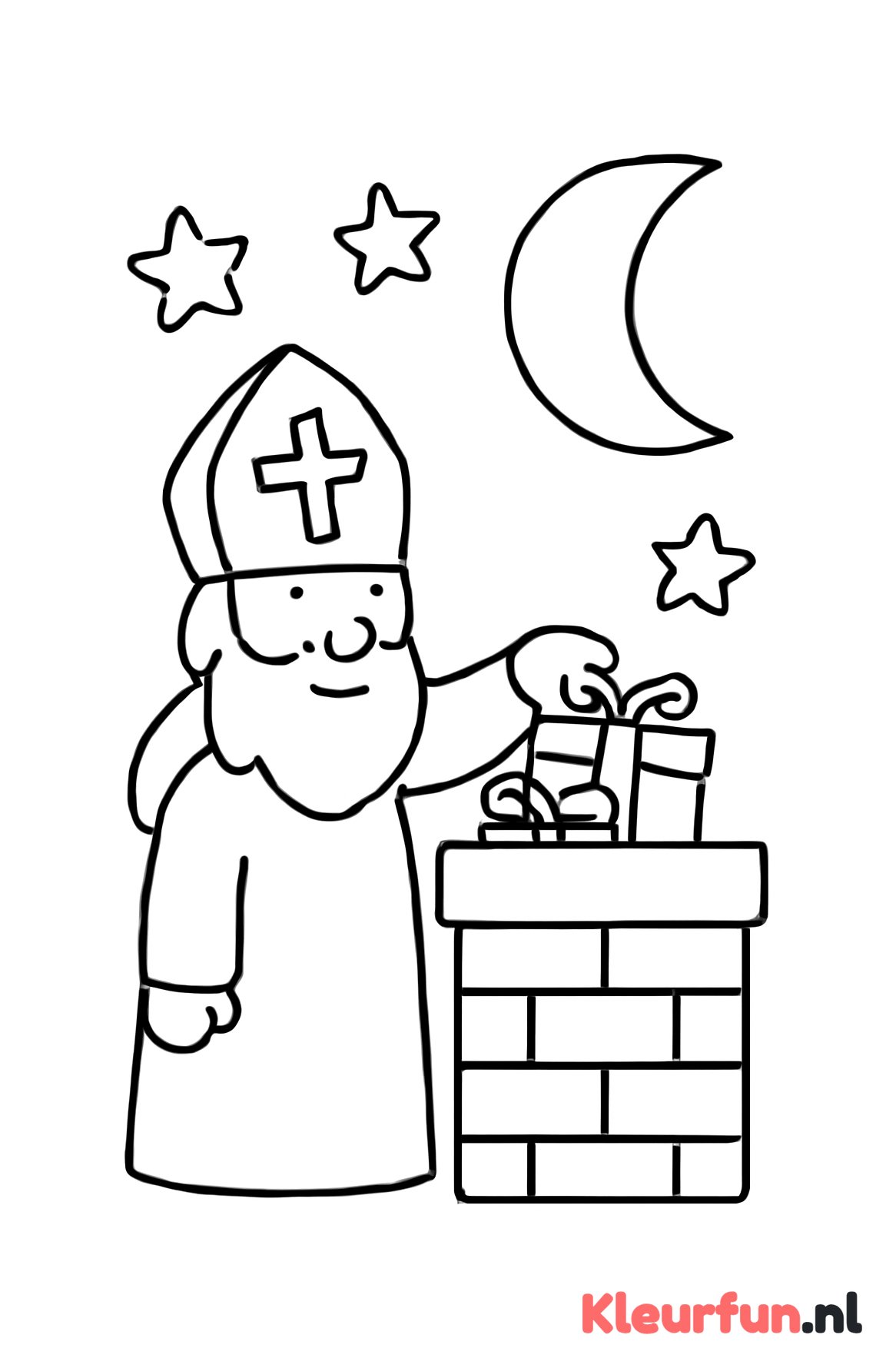 Schoorsteen met Sinterklaas en cadeaus