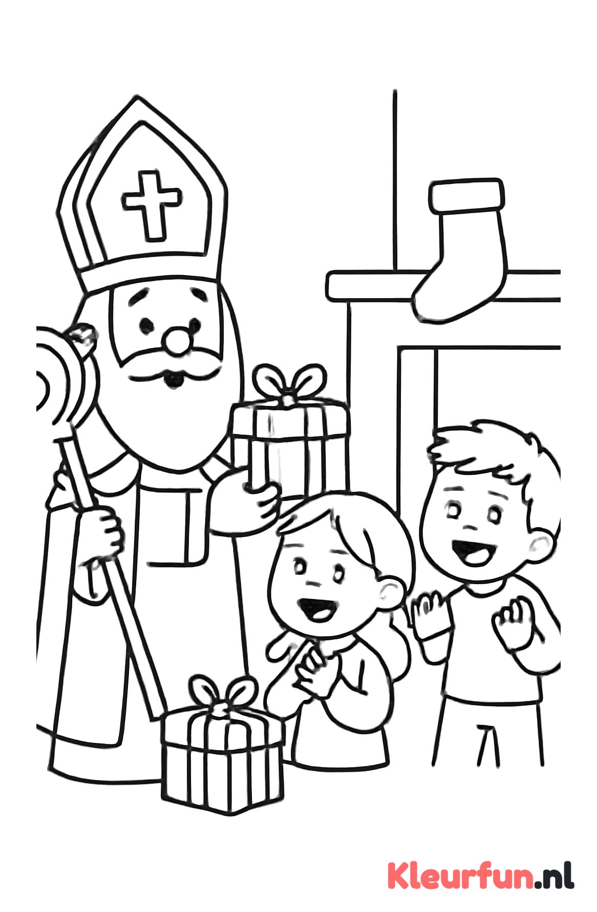 Sinterklaas geeft cadeautjes