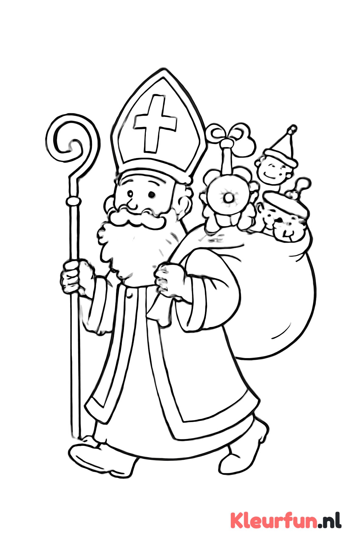 Sinterklaas draagt zijn volle zak