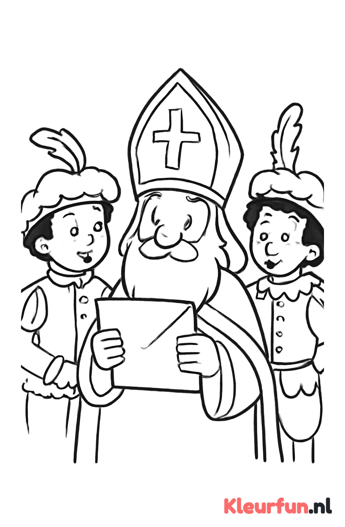 Sinterklaas met brief en Pieten