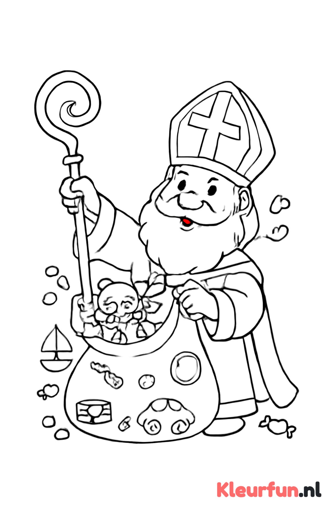 Sinterklaas met zak en speelgoed