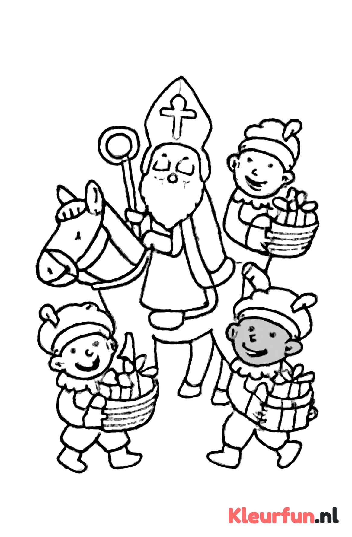 Sinterklaas en zijn Pieten op het paard