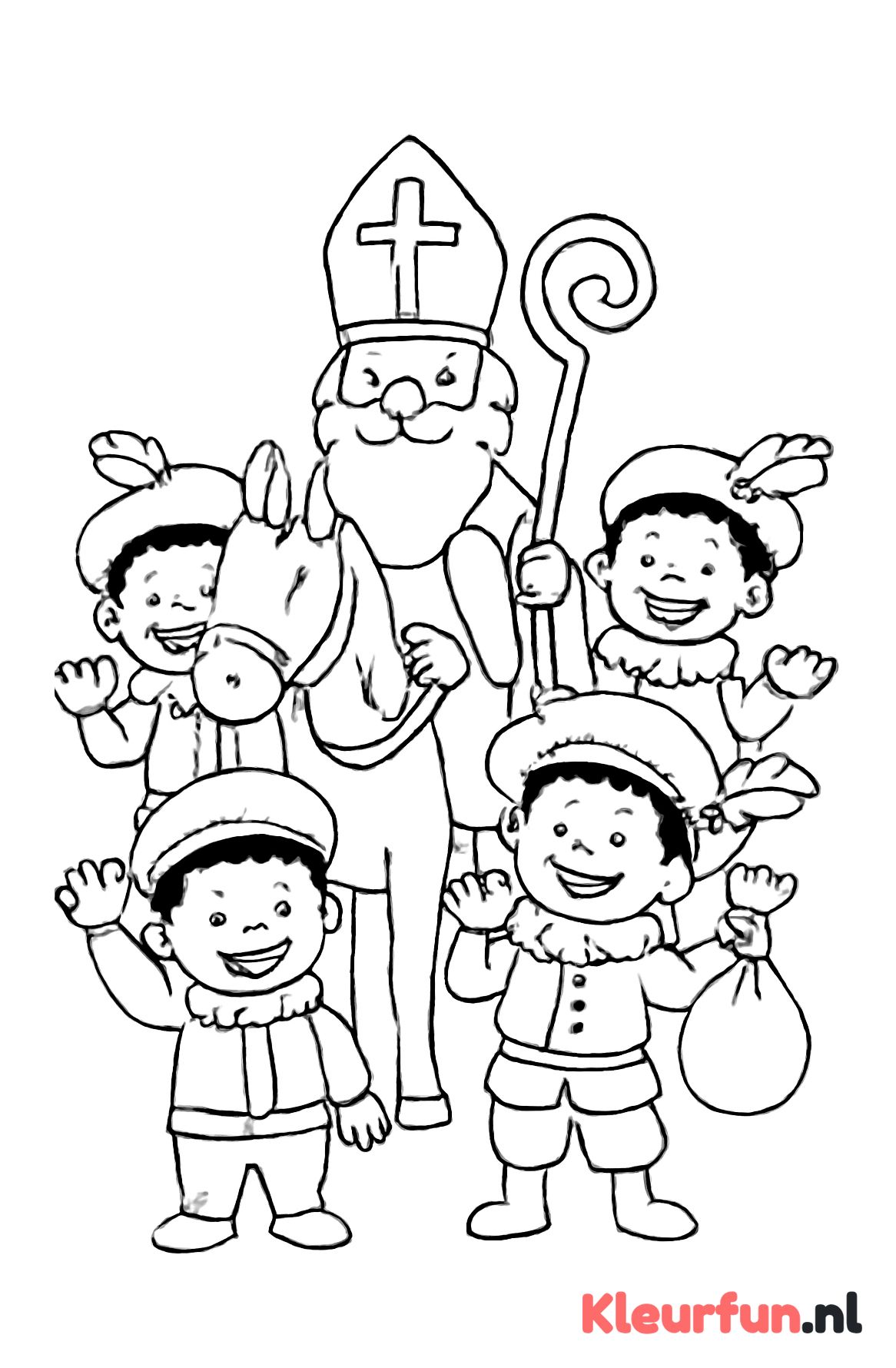 Sinterklaas op schimmel met Pieten