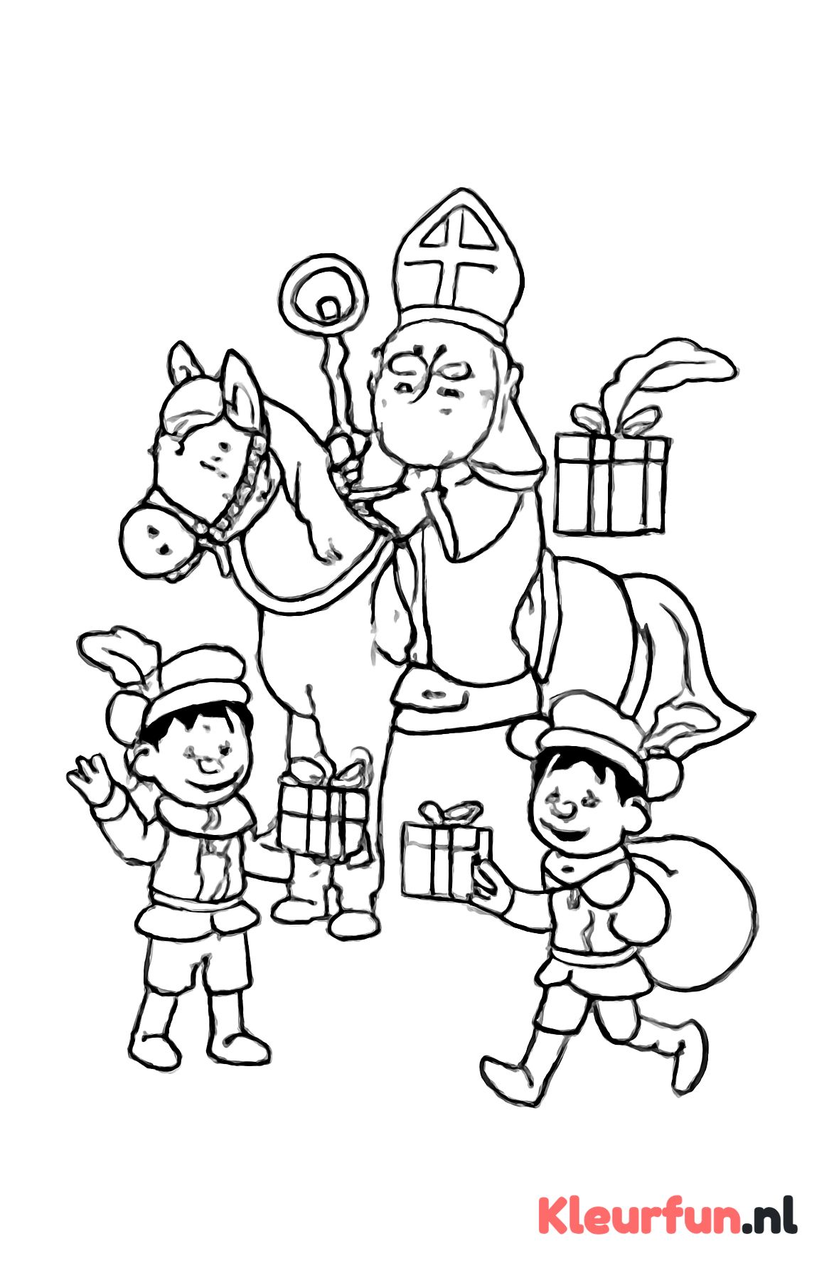 Sinterklaas op schimmel met Pieten