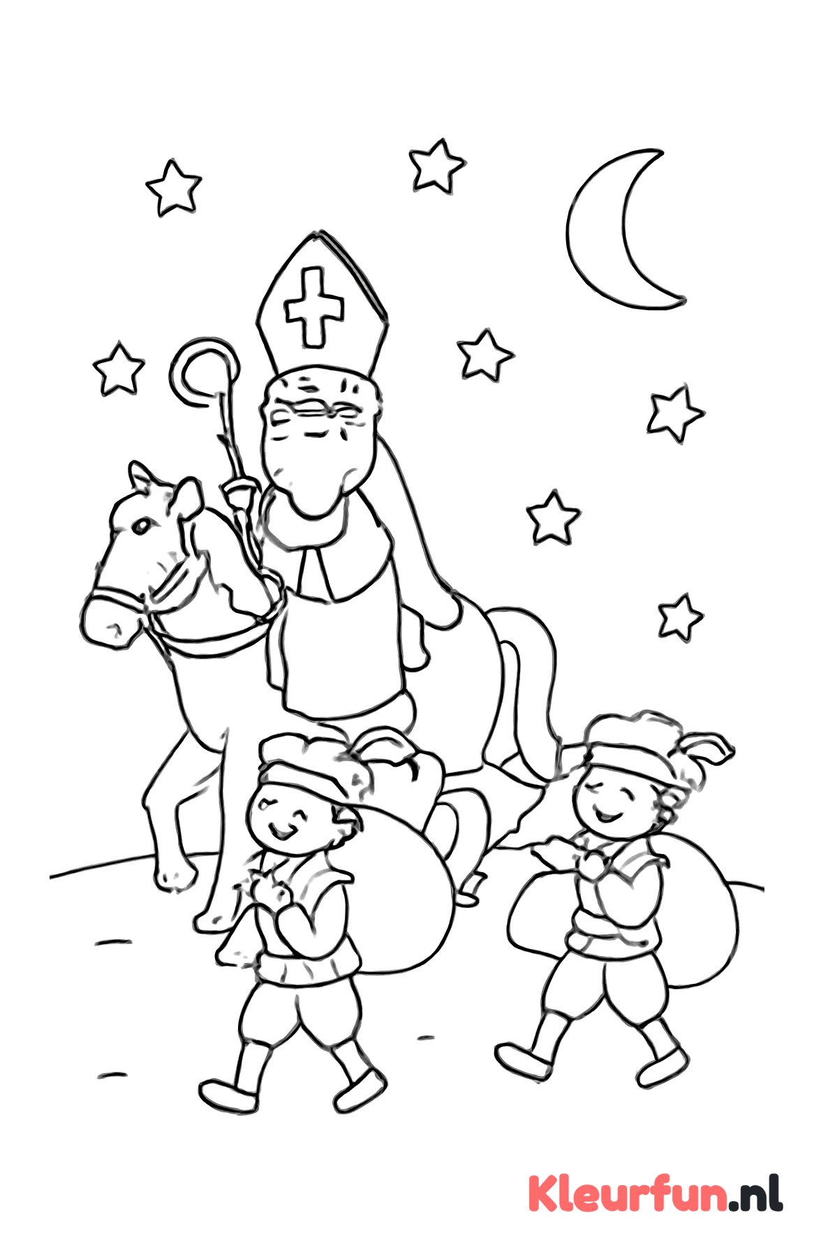 Sinterklaas op paard met Pieten