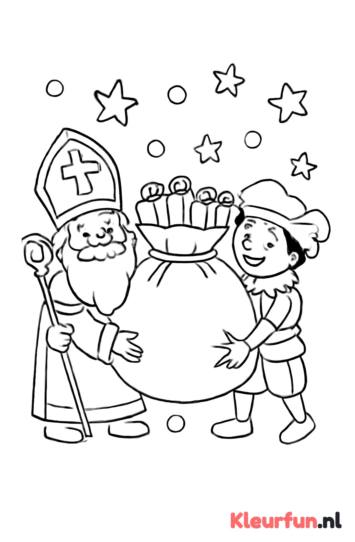 Sinterklaas en Piet tillen cadeaus