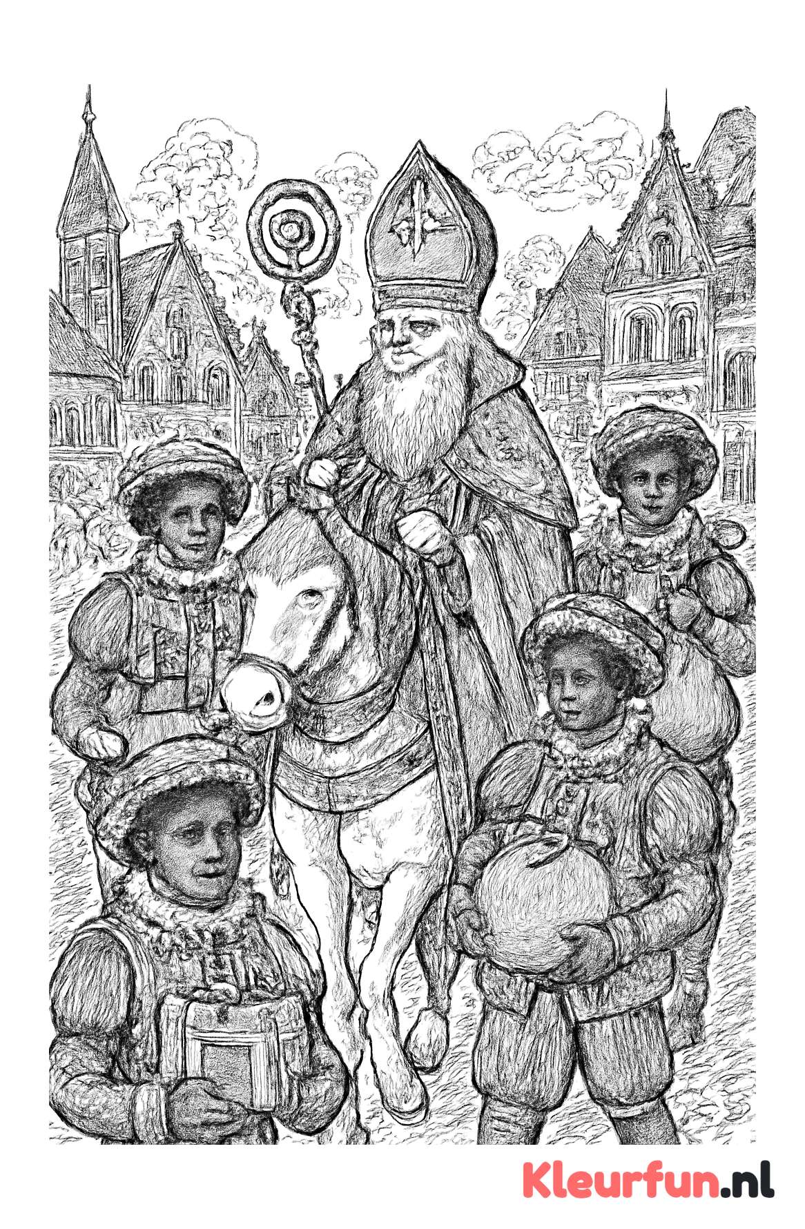 Sinterklaas en Pieten komen het dorp binnen