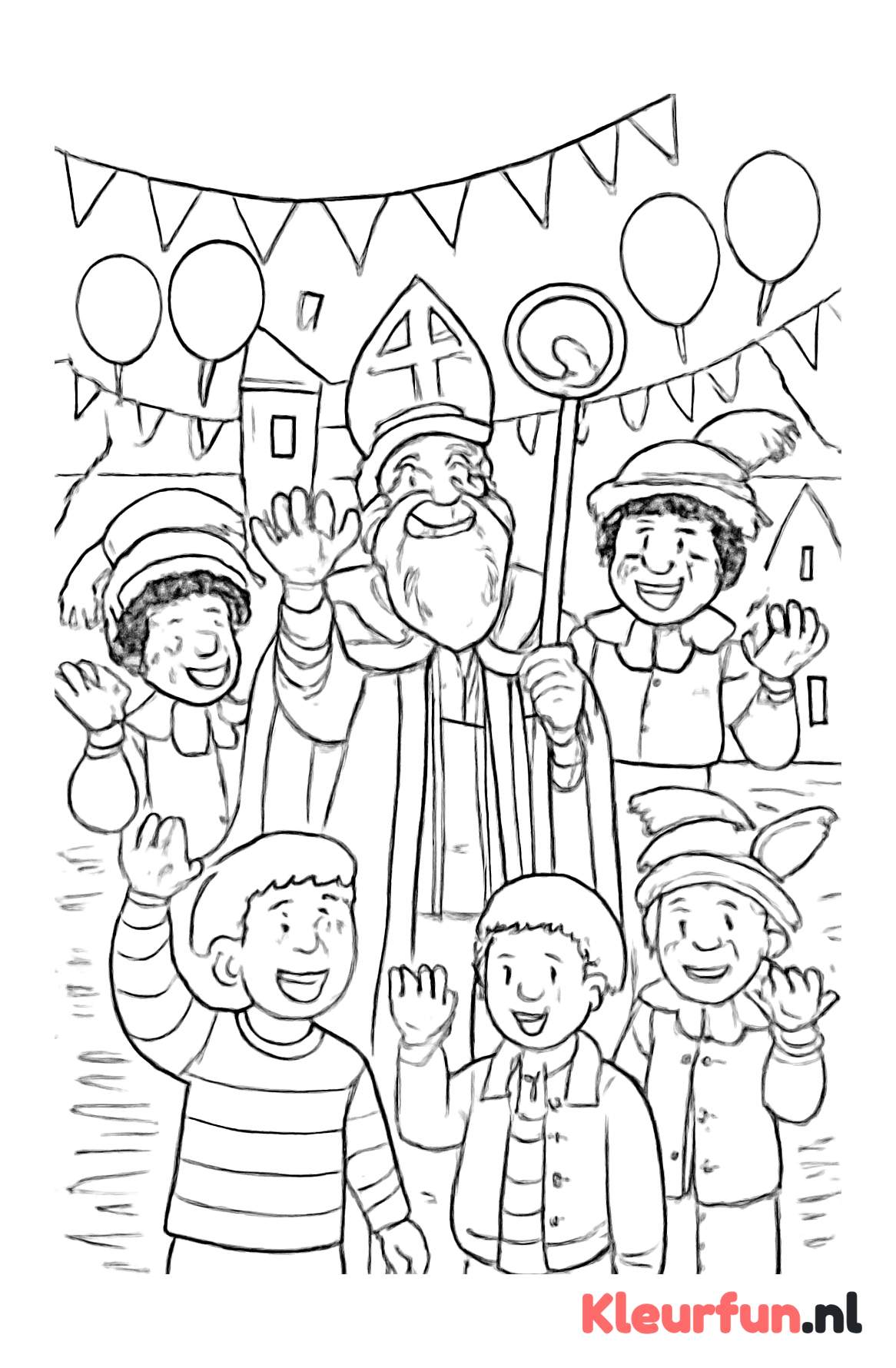 Sinterklaas verwelkomd op het dorpsplein