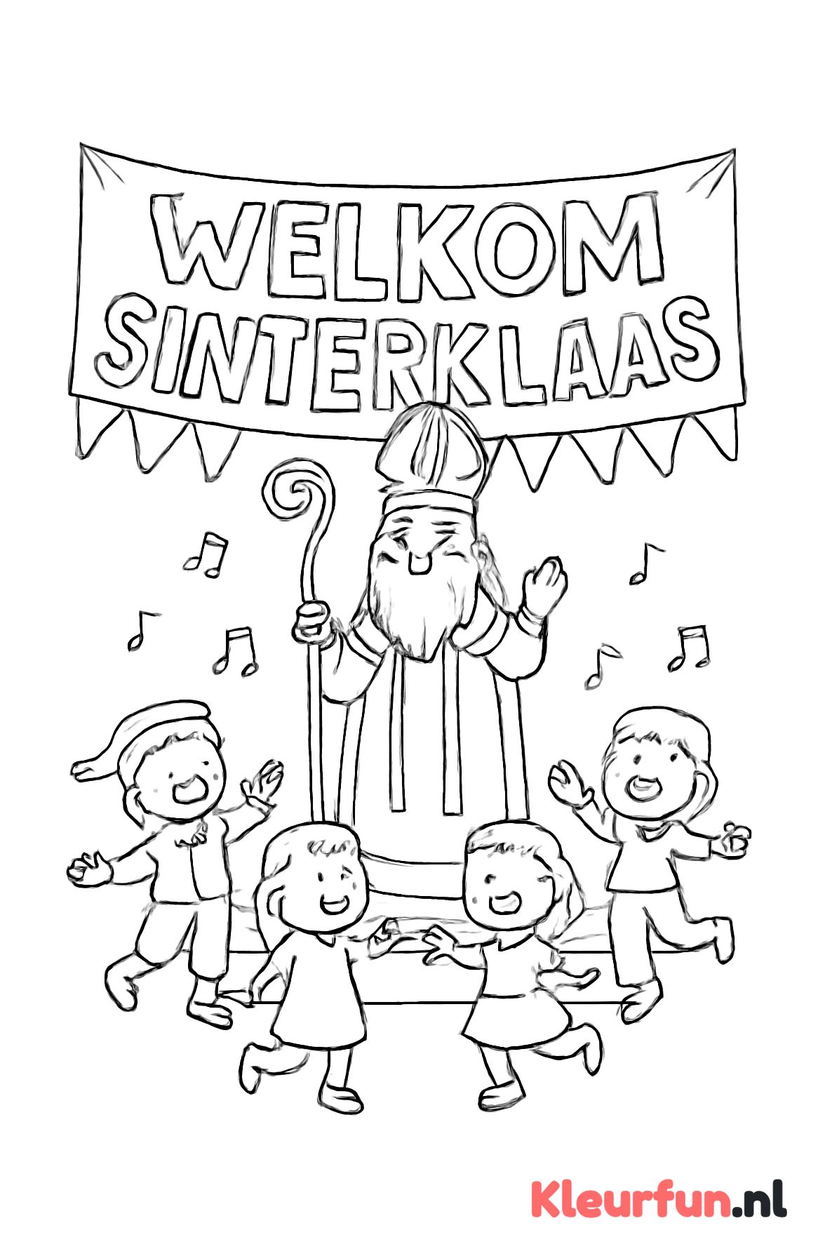 Welkom Sinterklaas met spandoek