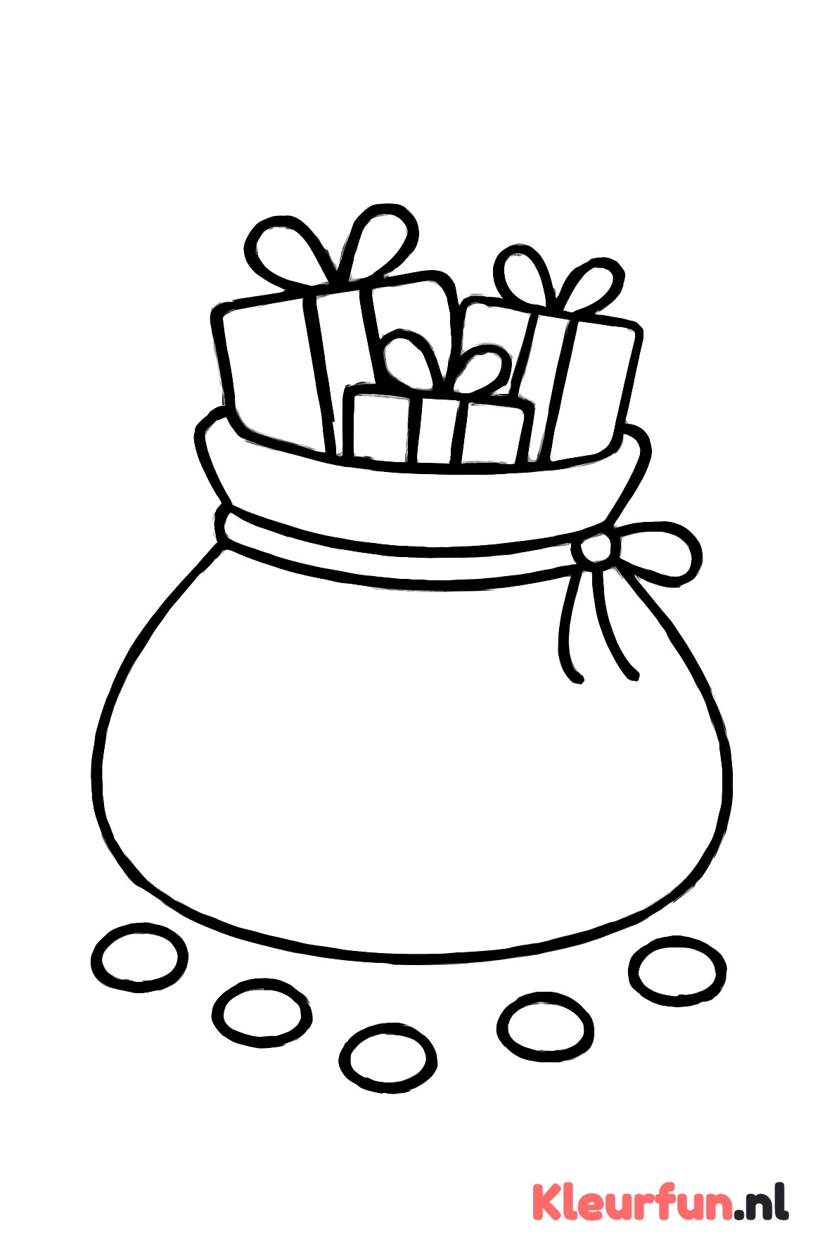 Sinterklaaszak met cadeaus en pepernoten - peuters
