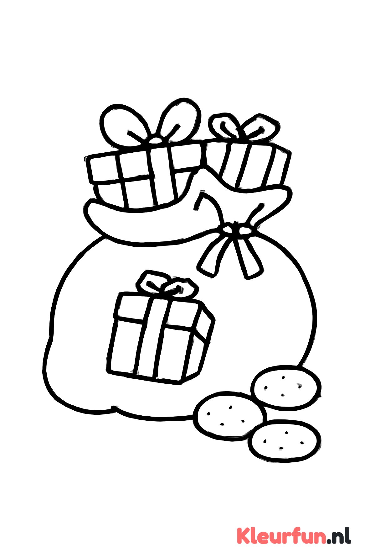 Sinterklaas zak met cadeautjes en pepernoten