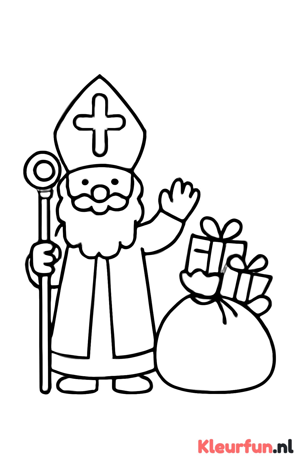 Sinterklaas zwaait met grote zak cadeaus