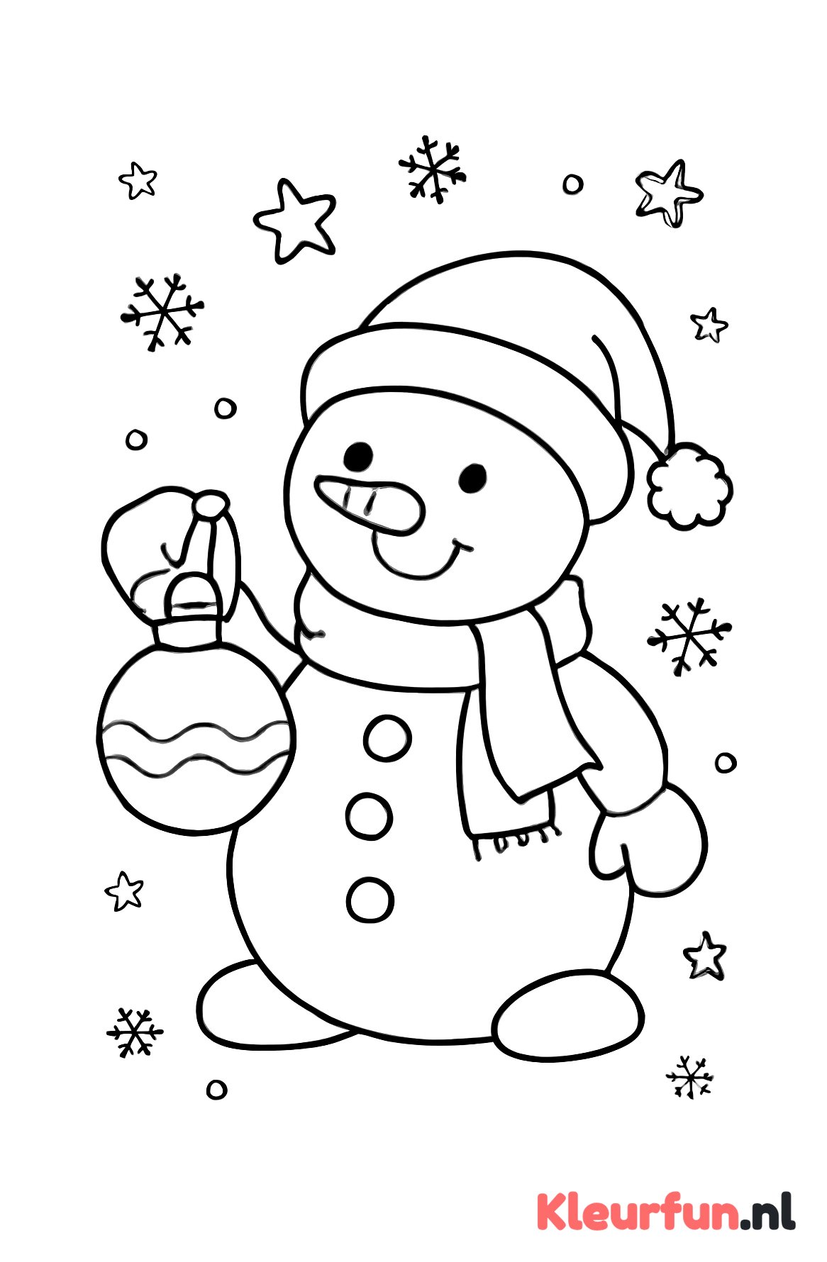 Sneeuwpop met kerstbal