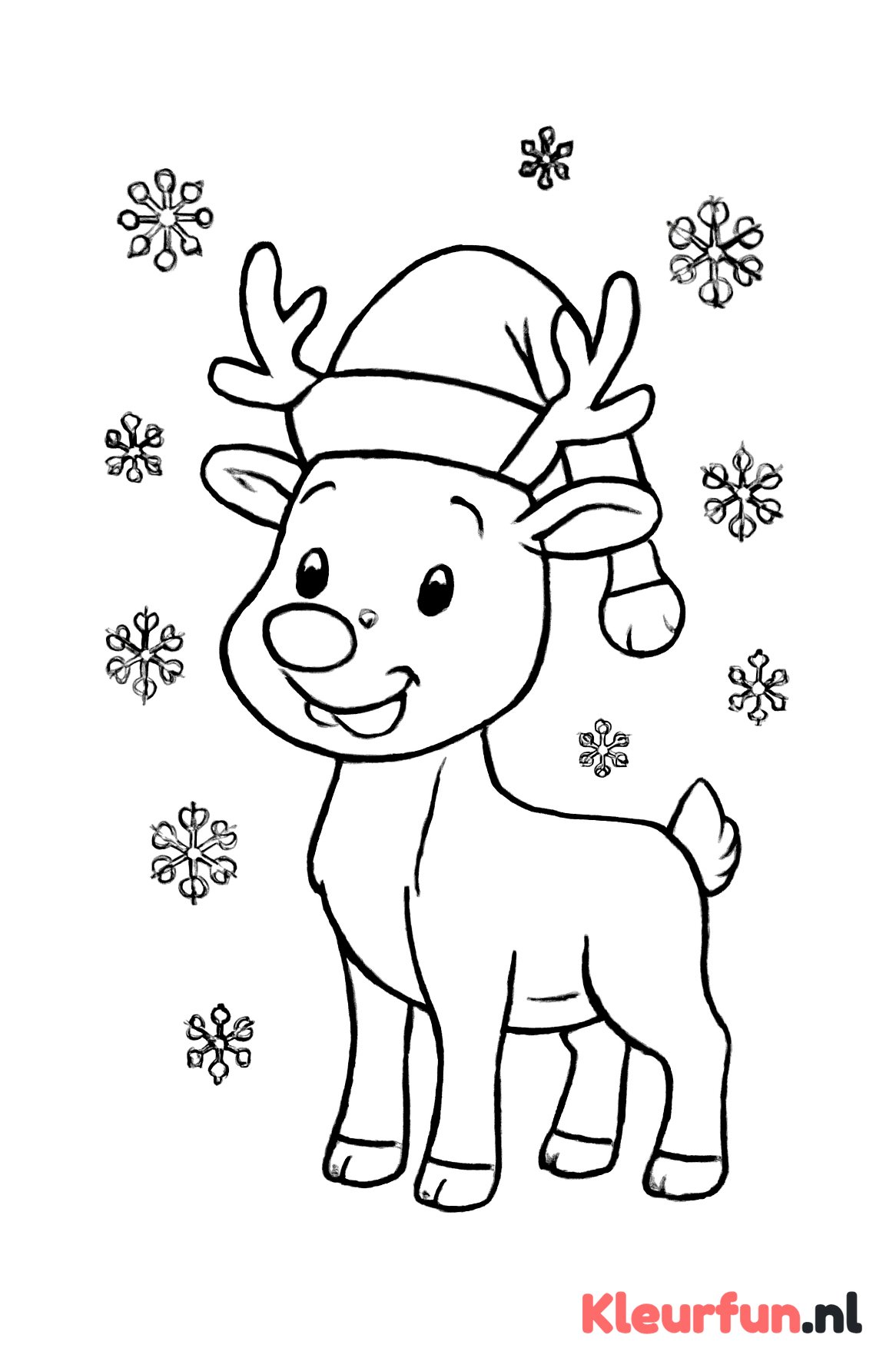 Speels rendier met kerstmuts