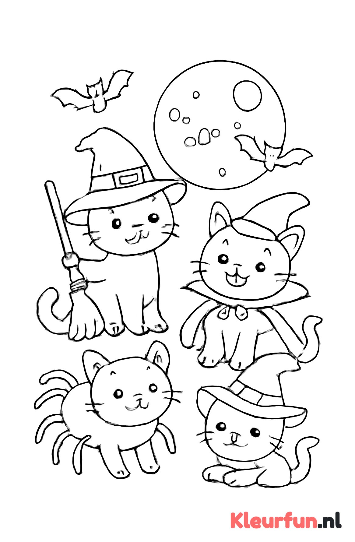 Speelse katten in Halloween kostuum
