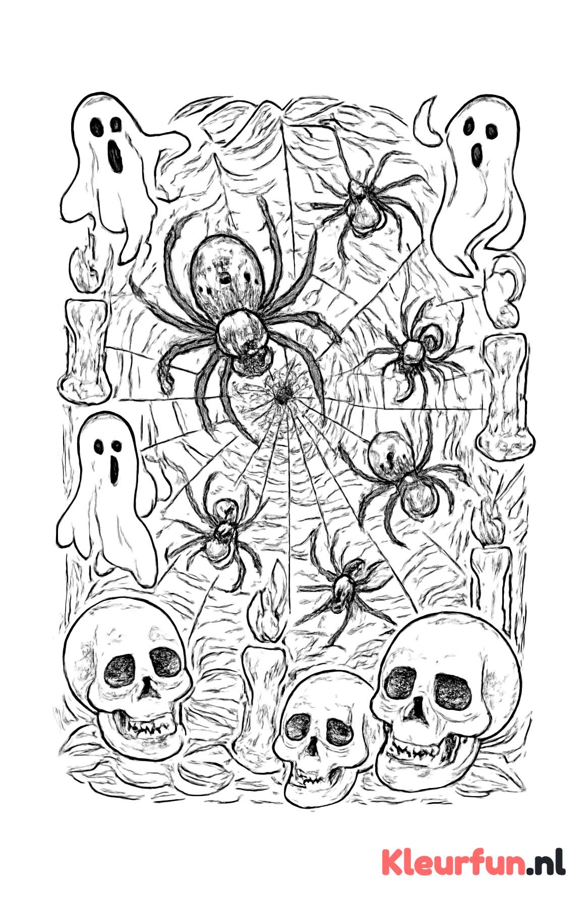 Spin in nest met Halloween elementen