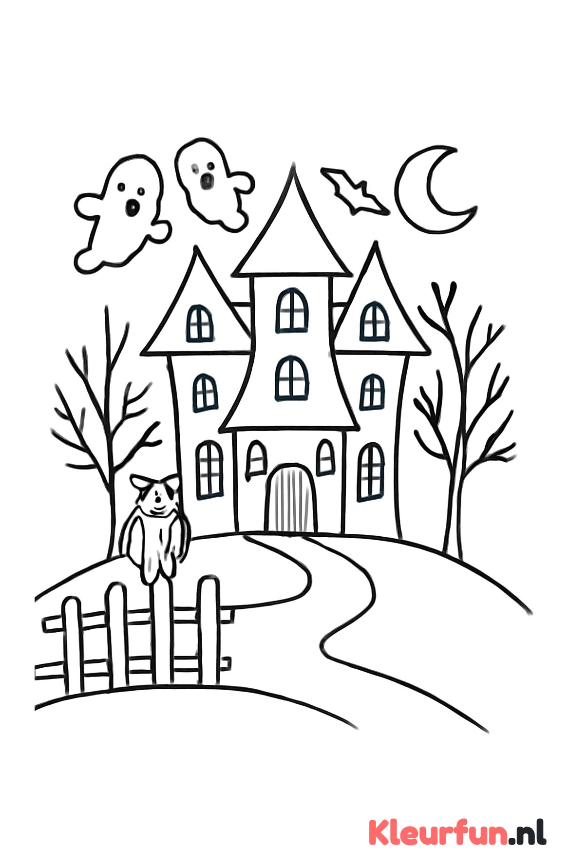 Spookhuis op heuvel met uil