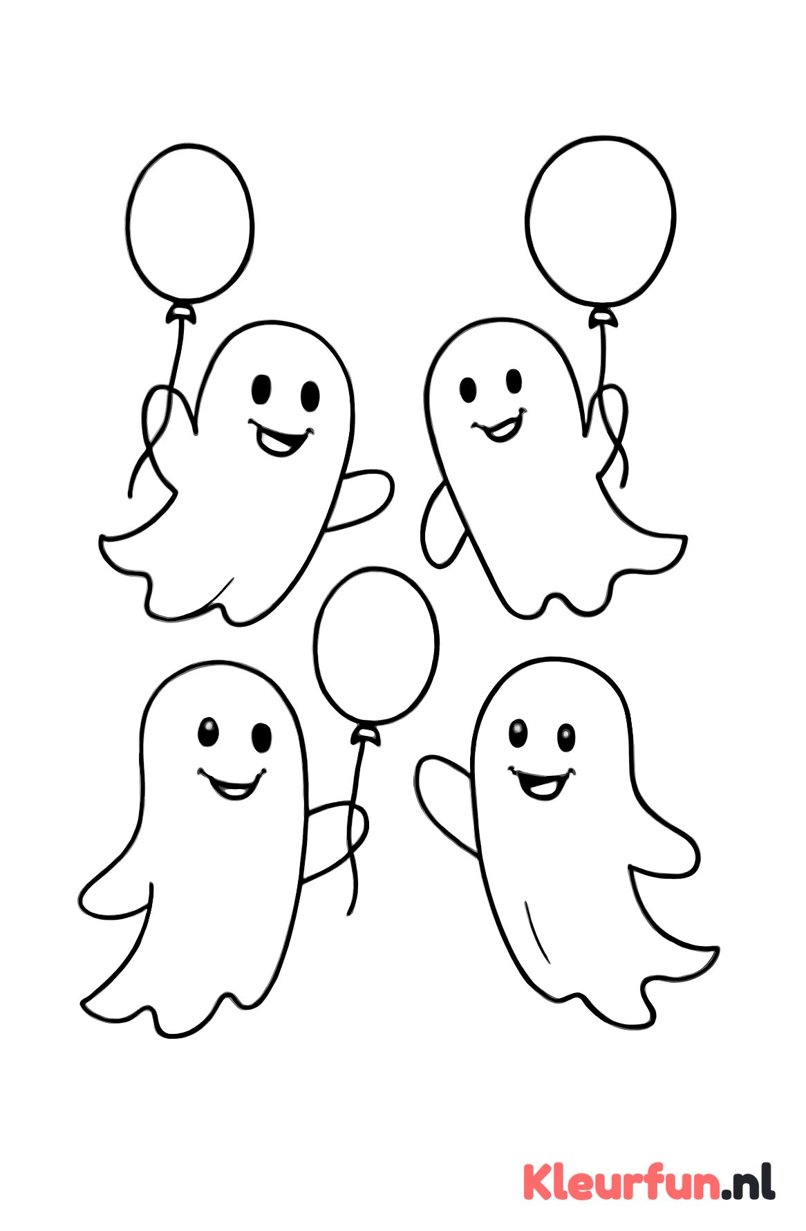Spookjes die ballonnen vasthouden
