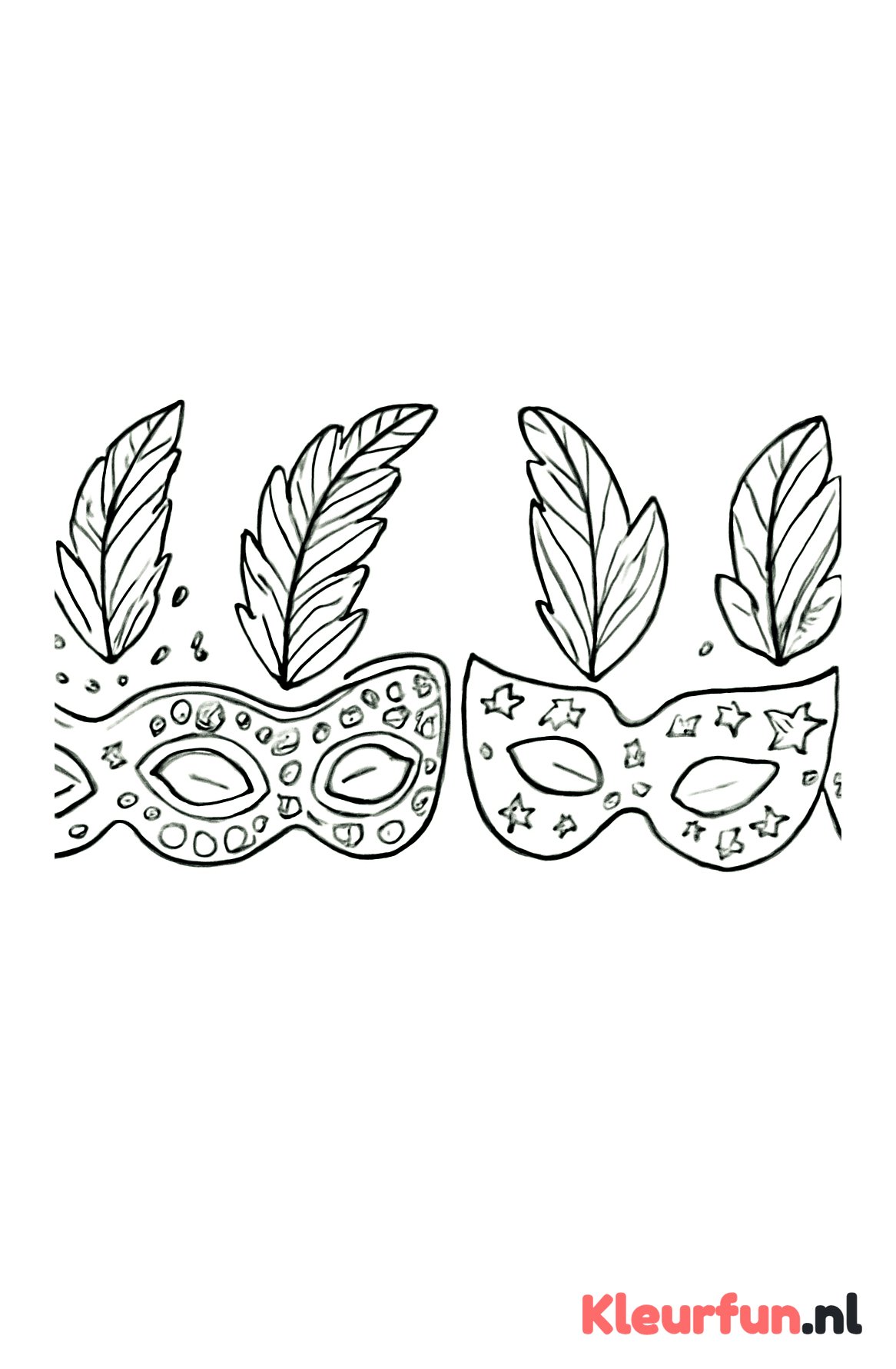 Stoere carnavalsmaskers lijntekening