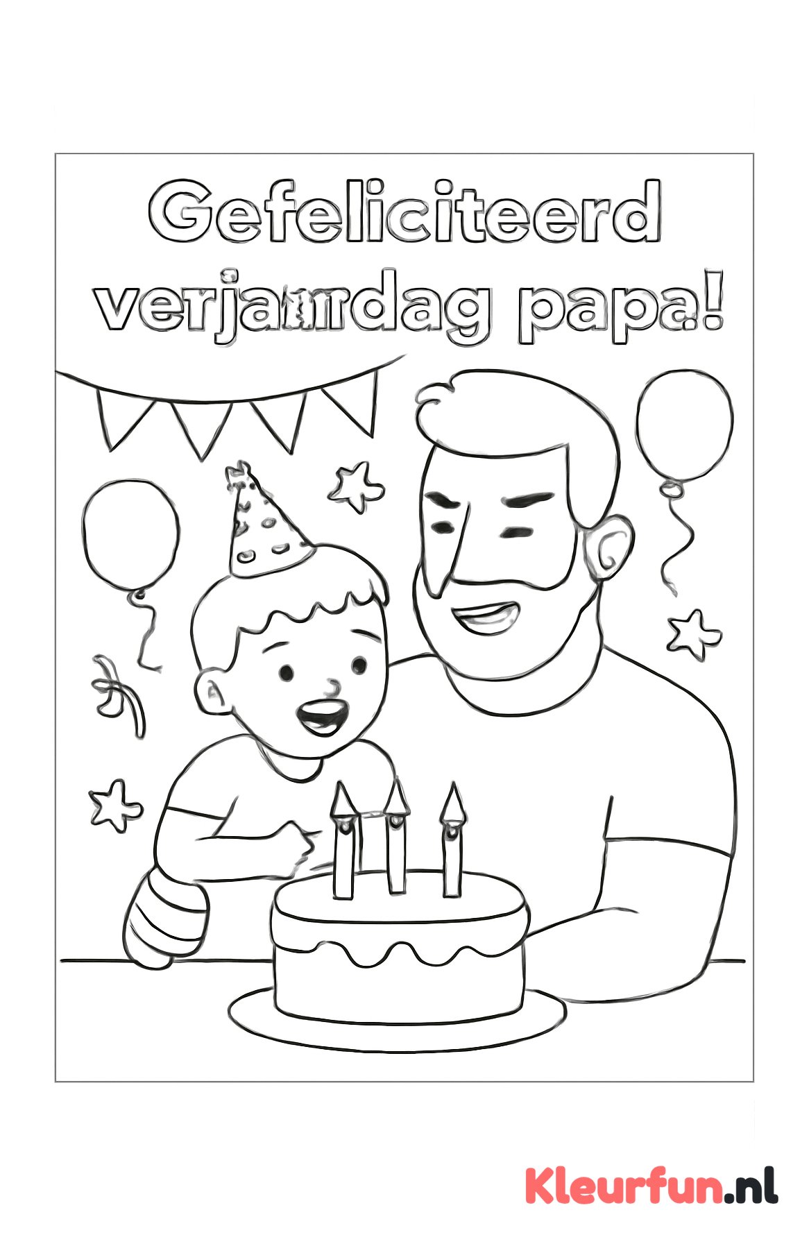 Stoere papa met taart en kind