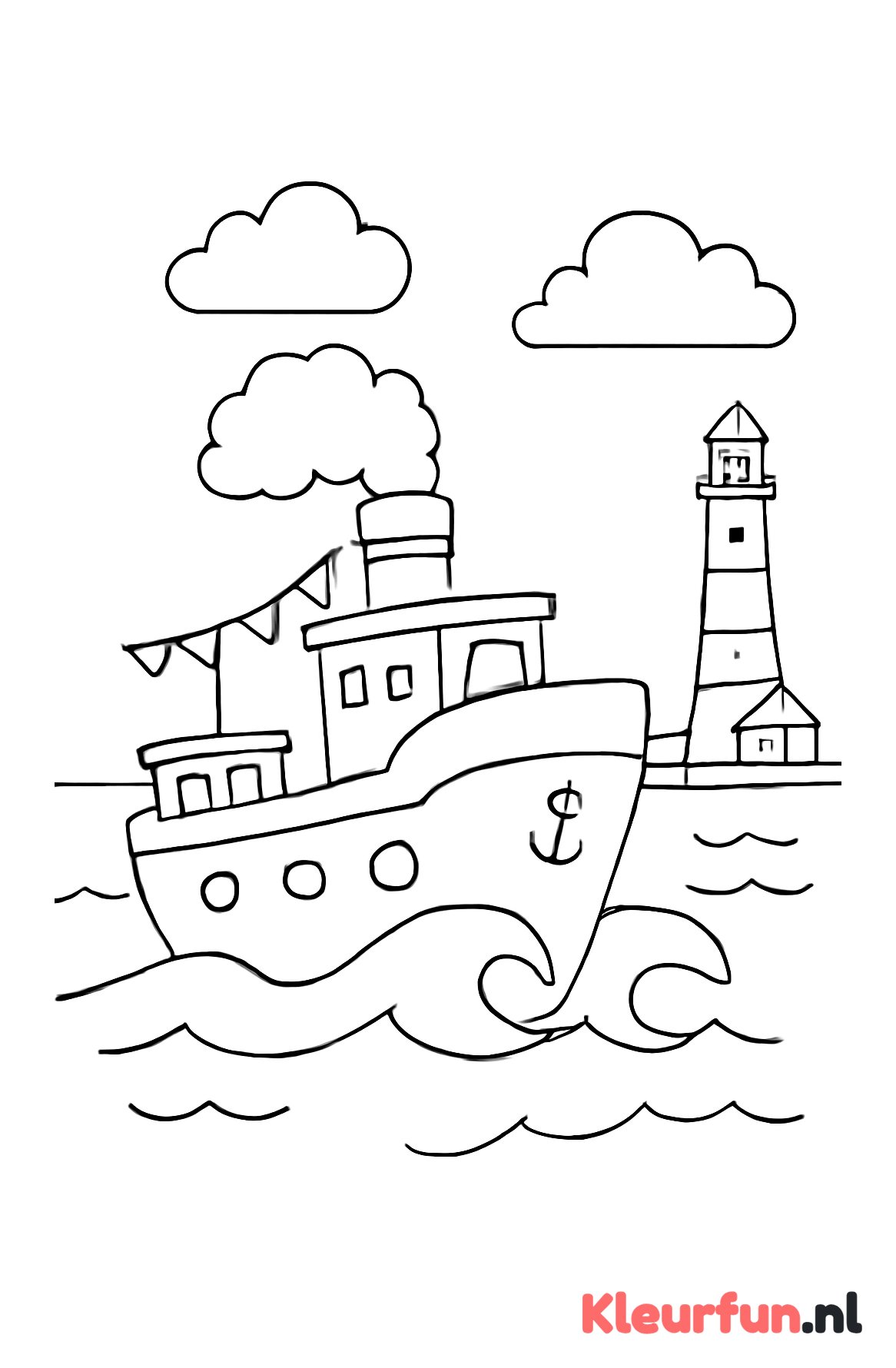 Stoomboot bij haven aankomst