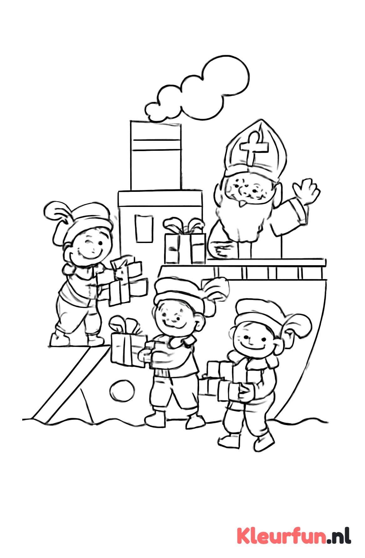Stoomboot laden met geschenken