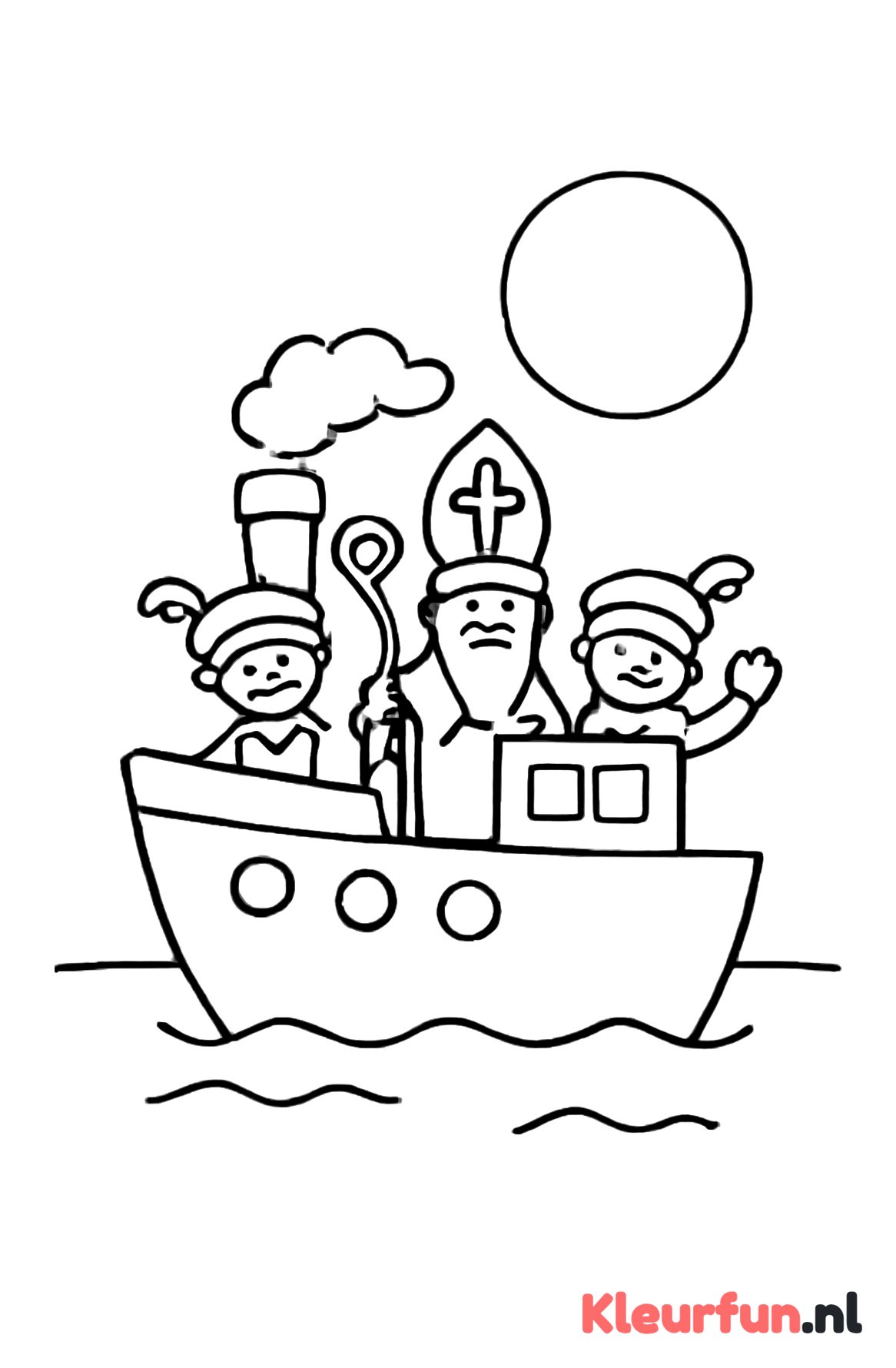 Stoomboot onder de maan met Sinterklaas en Pieten