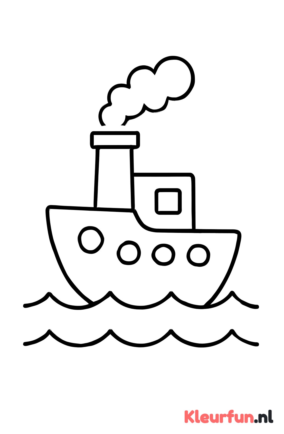 Stoomboot met grote schoorsteen en water