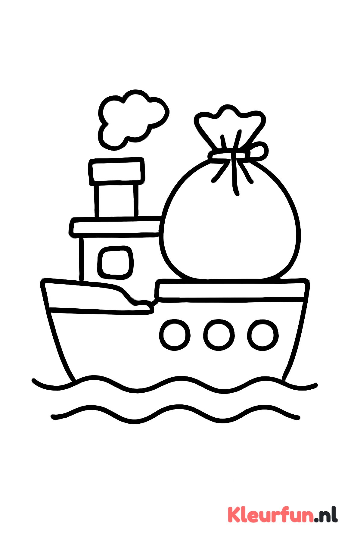 Stoomboot met grote sinterklaaszak
